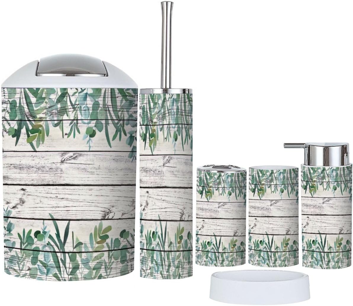 Bathroom Accessory Set 6 Piece Botanical Decor