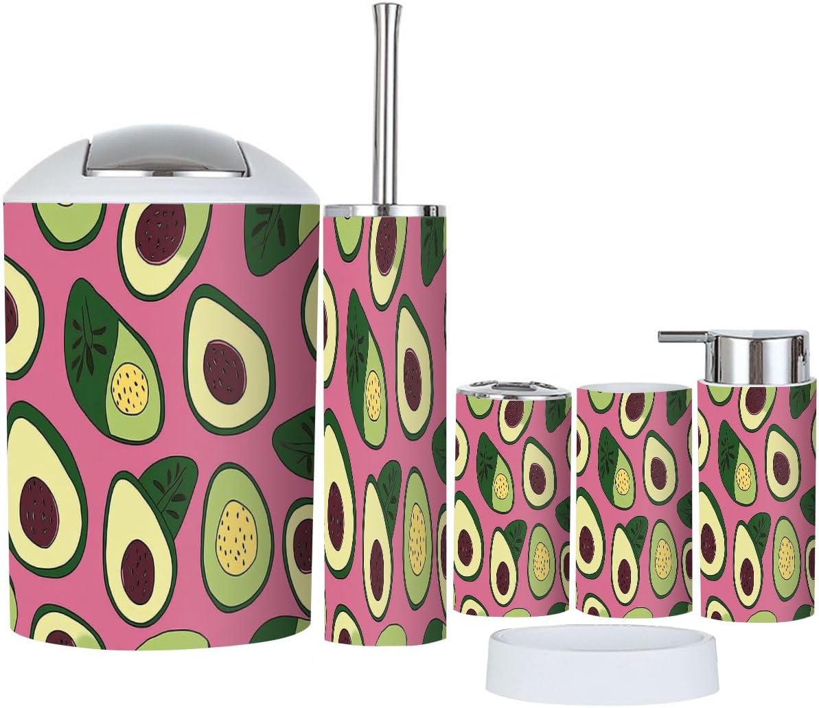 Boho Avocado Bathroom Accessory Set 6 Piece