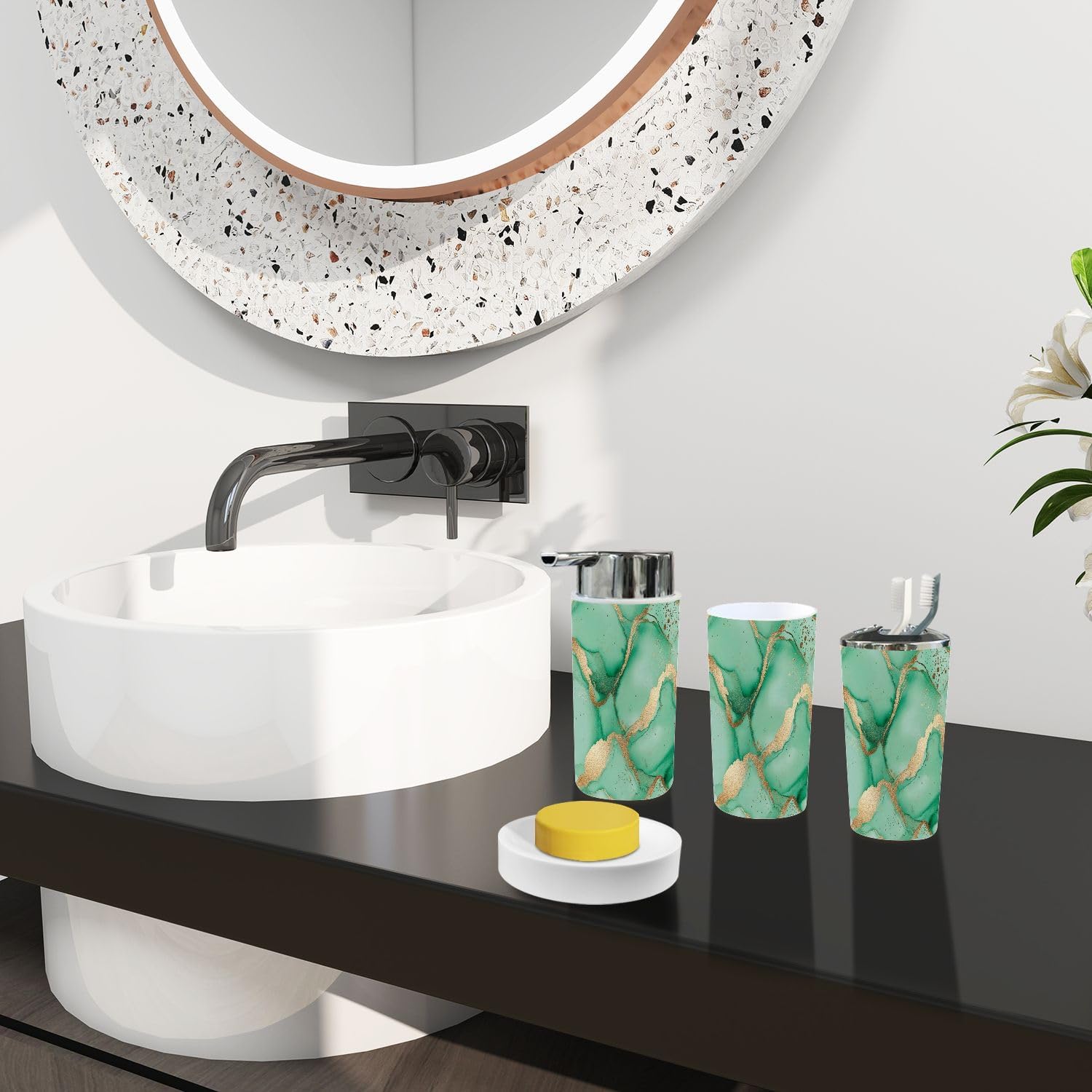 Boho Marble 6-Piece Bathroom Accessory Set