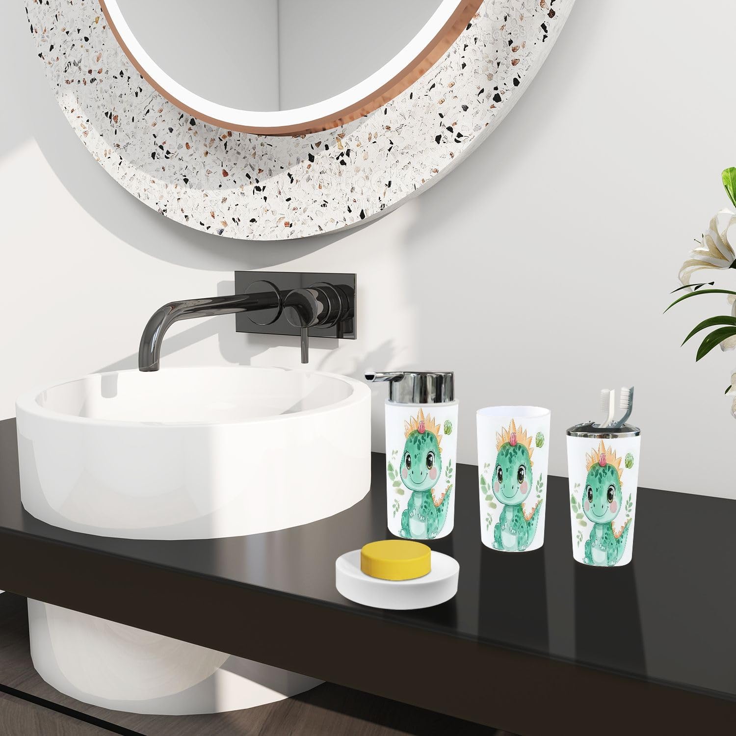 Boho Dinosaur Bathroom Accessory Set 6 Piece