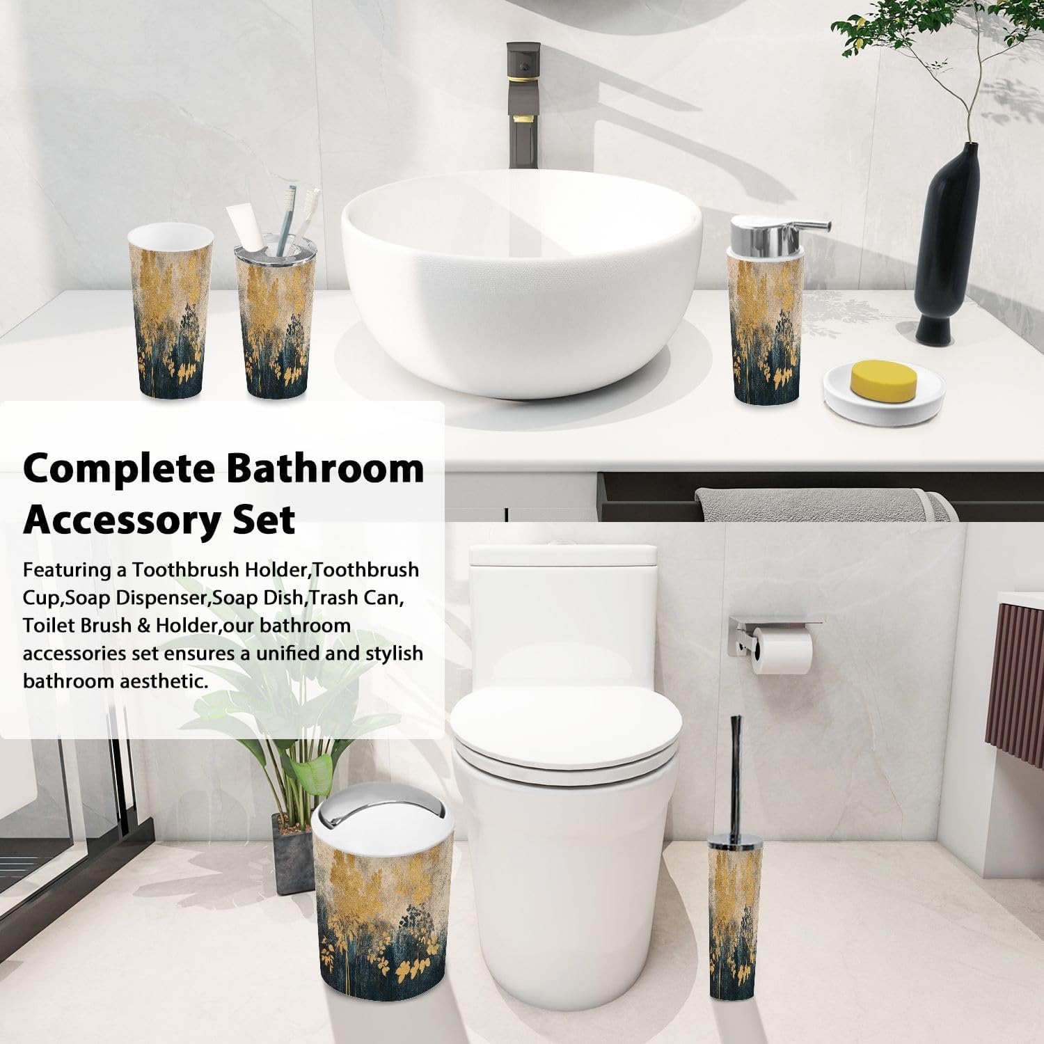 Boho Forest Bath Accessories Set 6 Piece