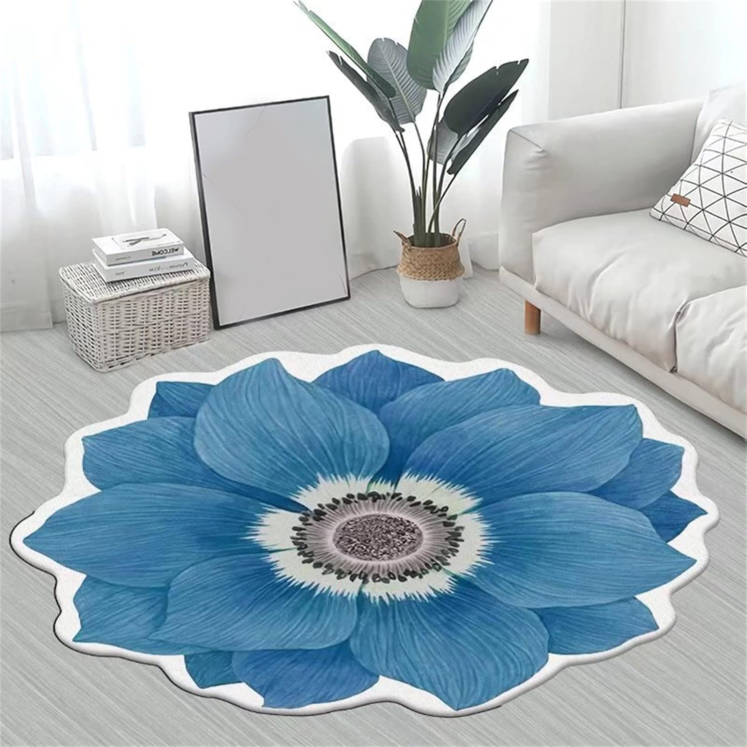 Scceatti Non-Slip Bathroom Rug with 3D Flower Design