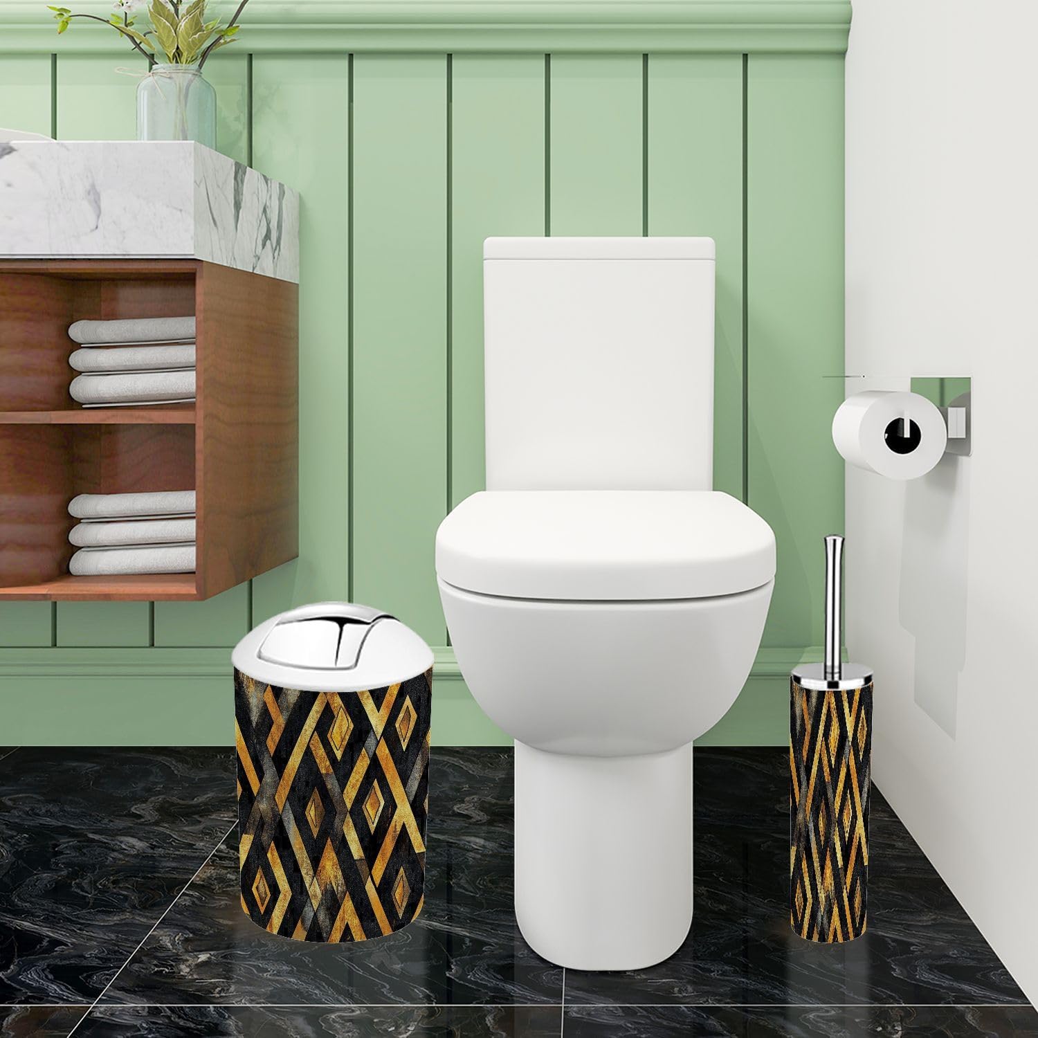 Boho Earth Tone Bathroom Accessory Set 6 Piece