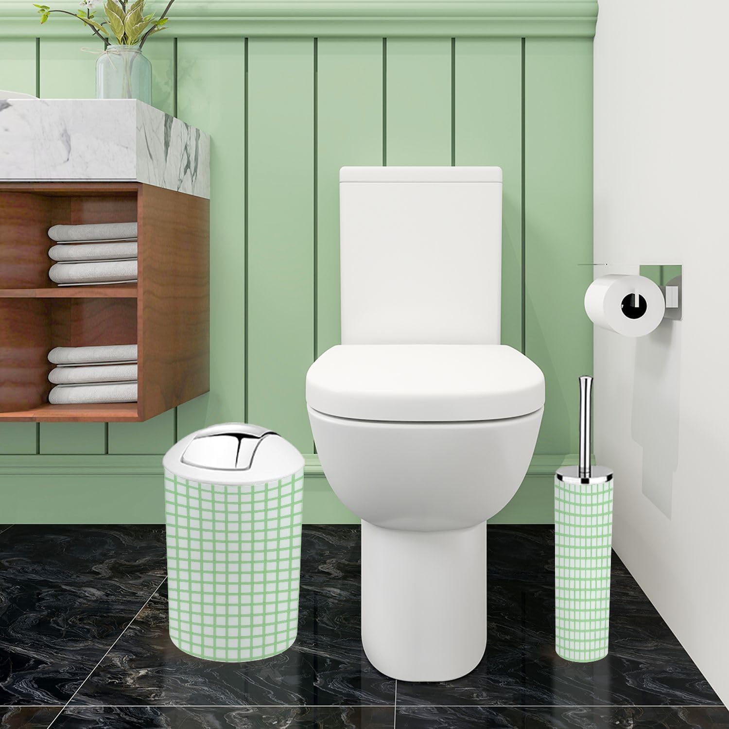 Boho Light Green Bathroom Accessory Set 6 Piece 1