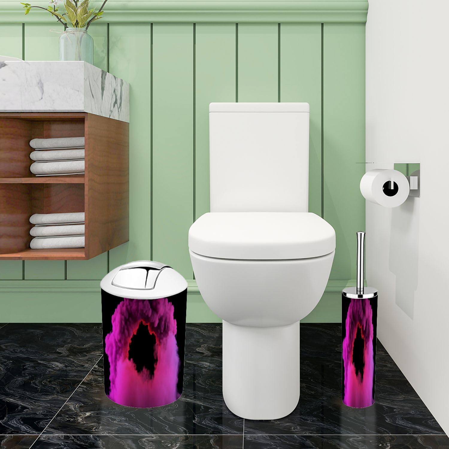 Boho Glowing Tunnel Neon Bathroom Accessories Set 6 Piece