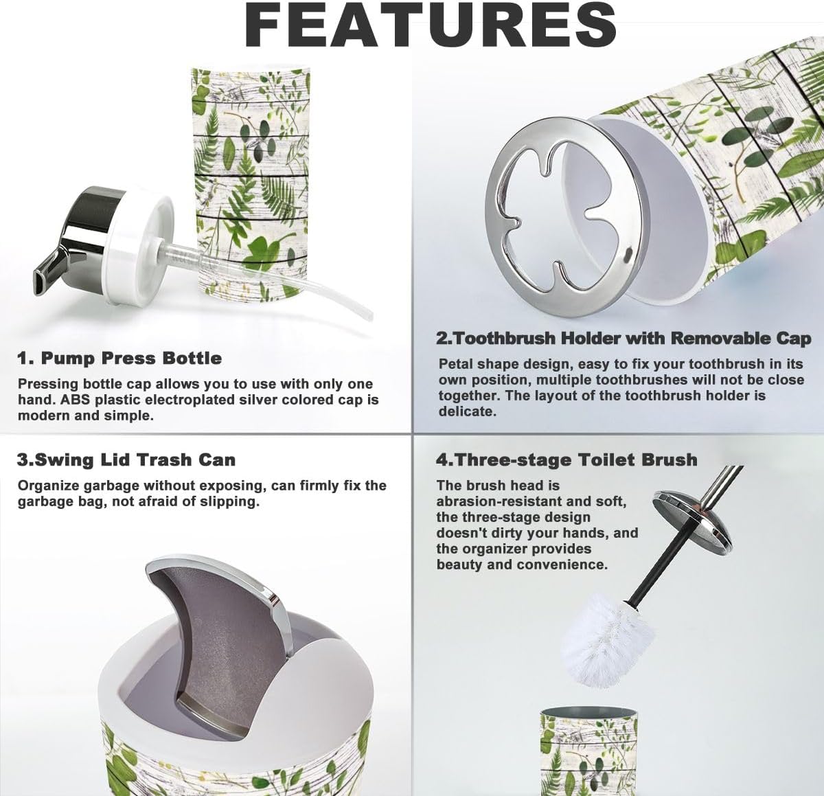 Eucalyptus Greenery Bathroom Accessory Set 6 Piece