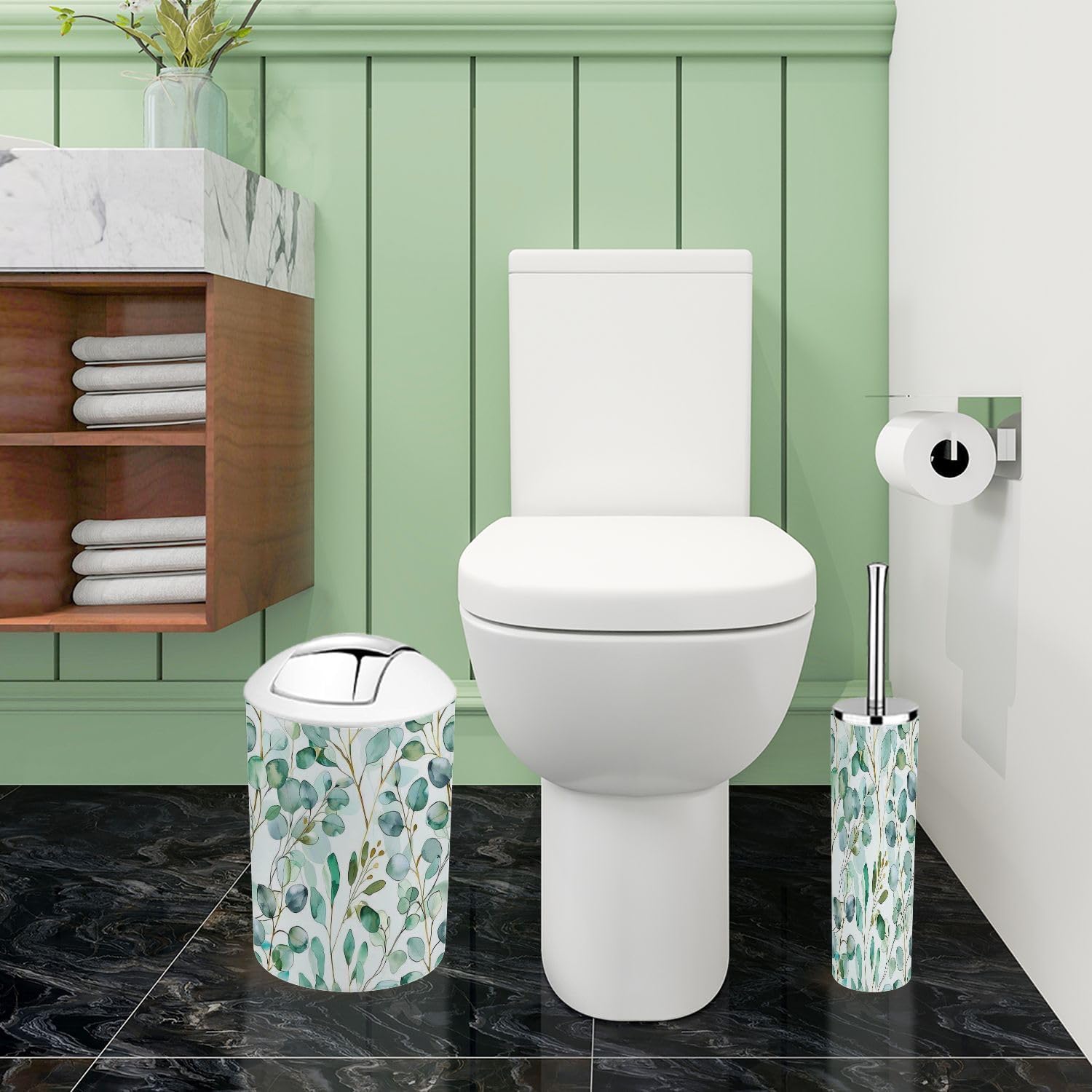 Boho Watercolor Bathroom Accessory Set 6 Piece