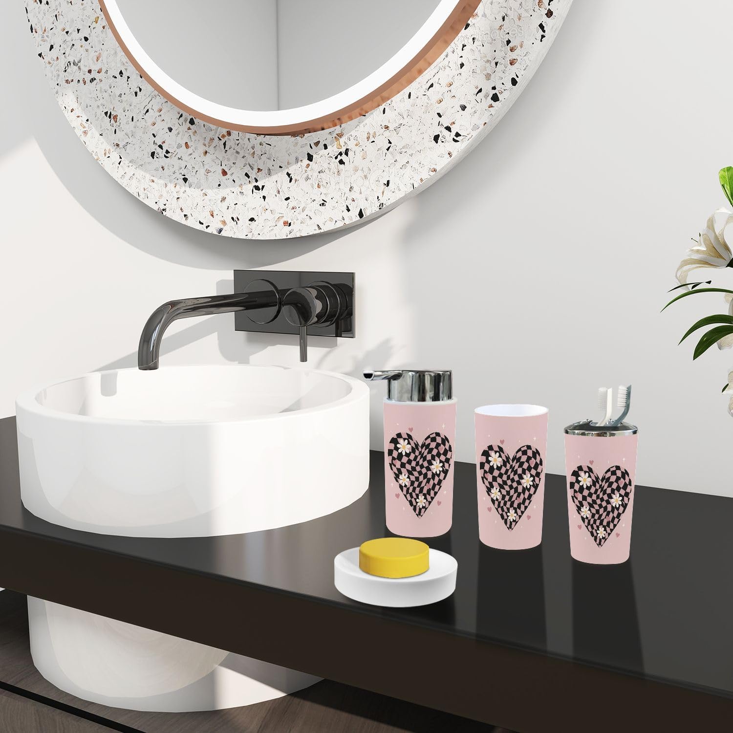 Boho Slogan Graphic Bathroom Accessory Set 6 Piece