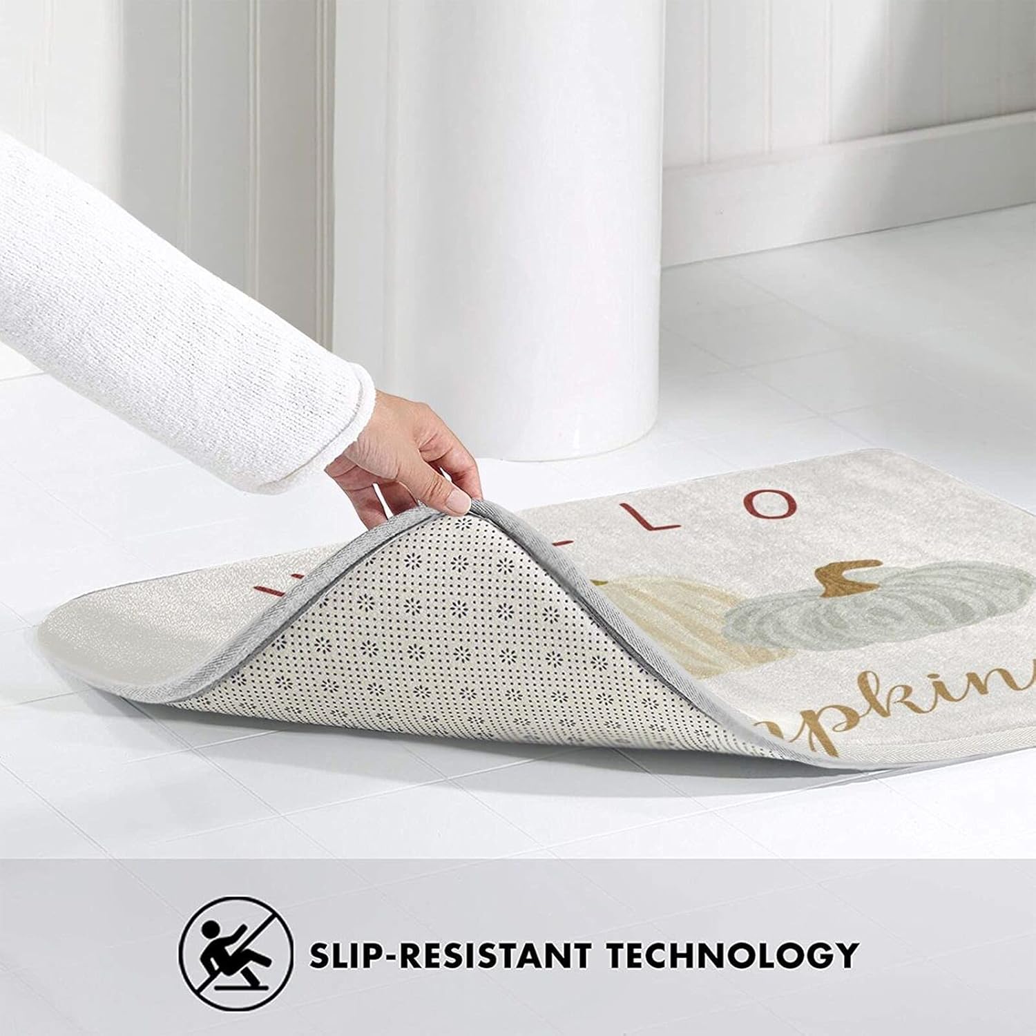 Hello Fall Pumpkin Bath Mat Rug for Bathroom