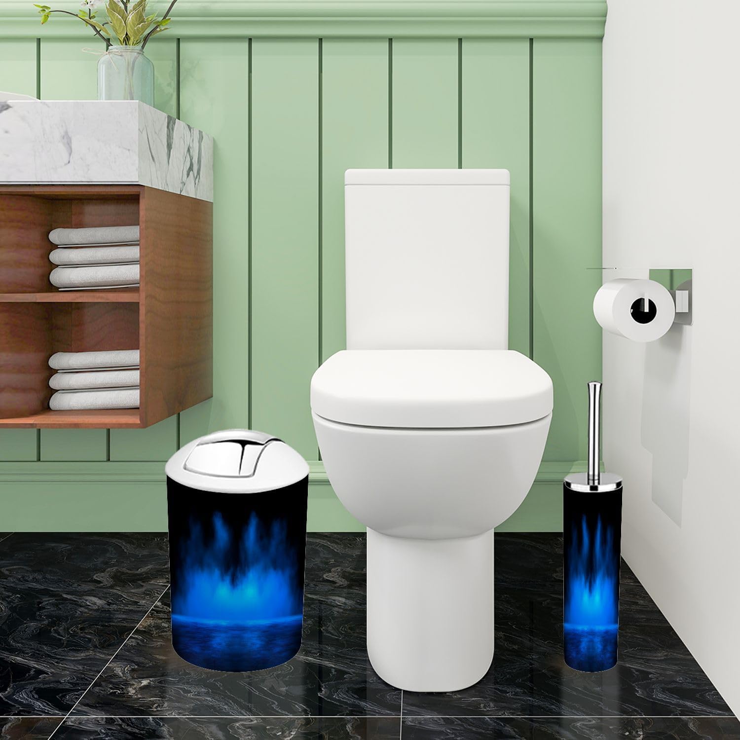Boho Mystic Blue Bathroom Accessory Set 6 Piece