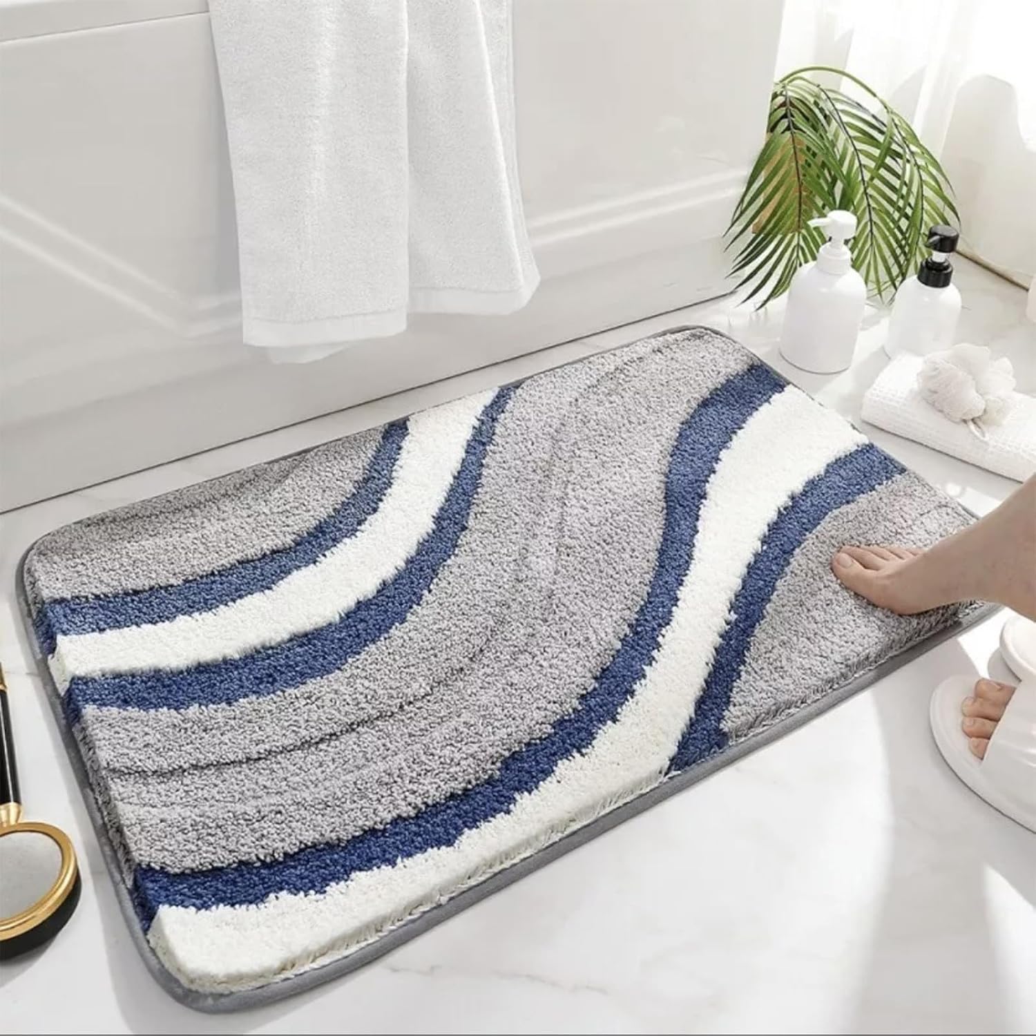 Soft Water Absorbent 24x16 Inch Non-Slip Bathroom Rug