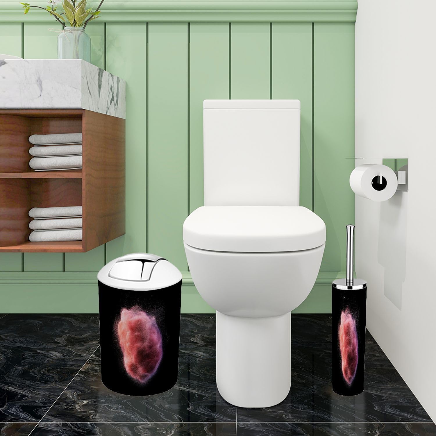 Boho Red Bathroom Accessory Set 6 Piece