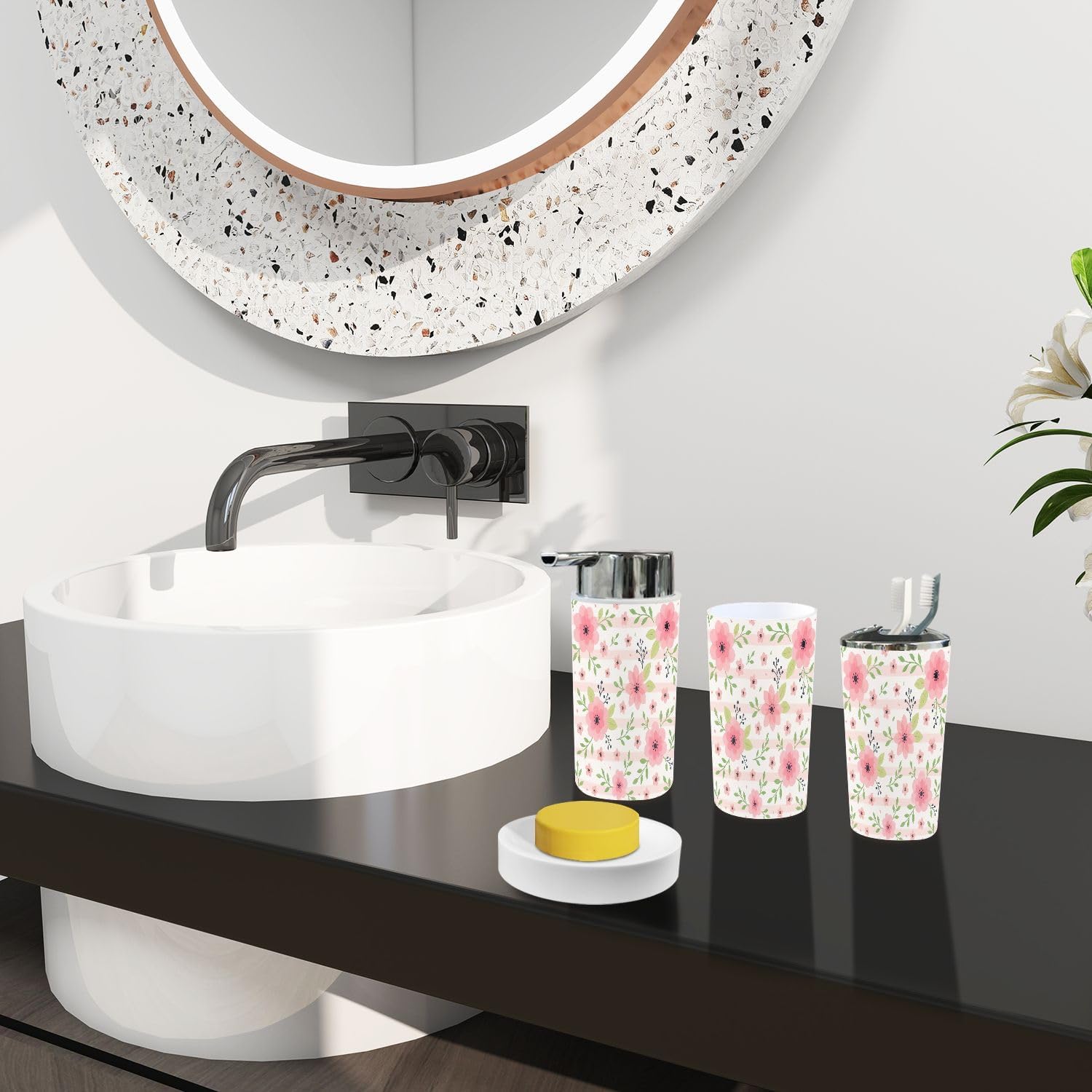 Boho Style 6 Piece Bathroom Accessory Set