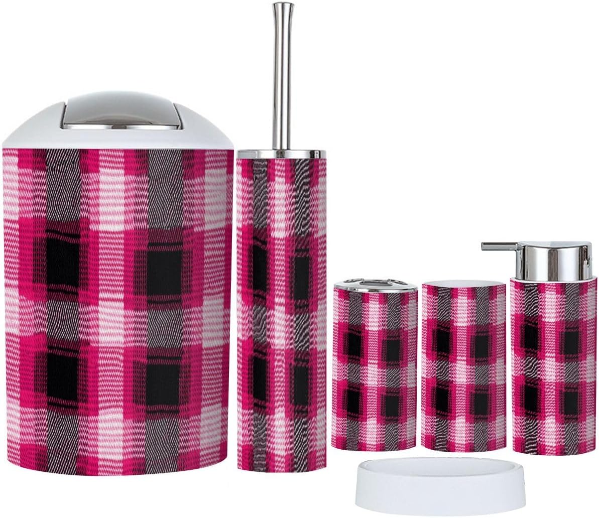 TRANQDEHOM 6-Piece Boho Pink Bathroom Accessory Set
