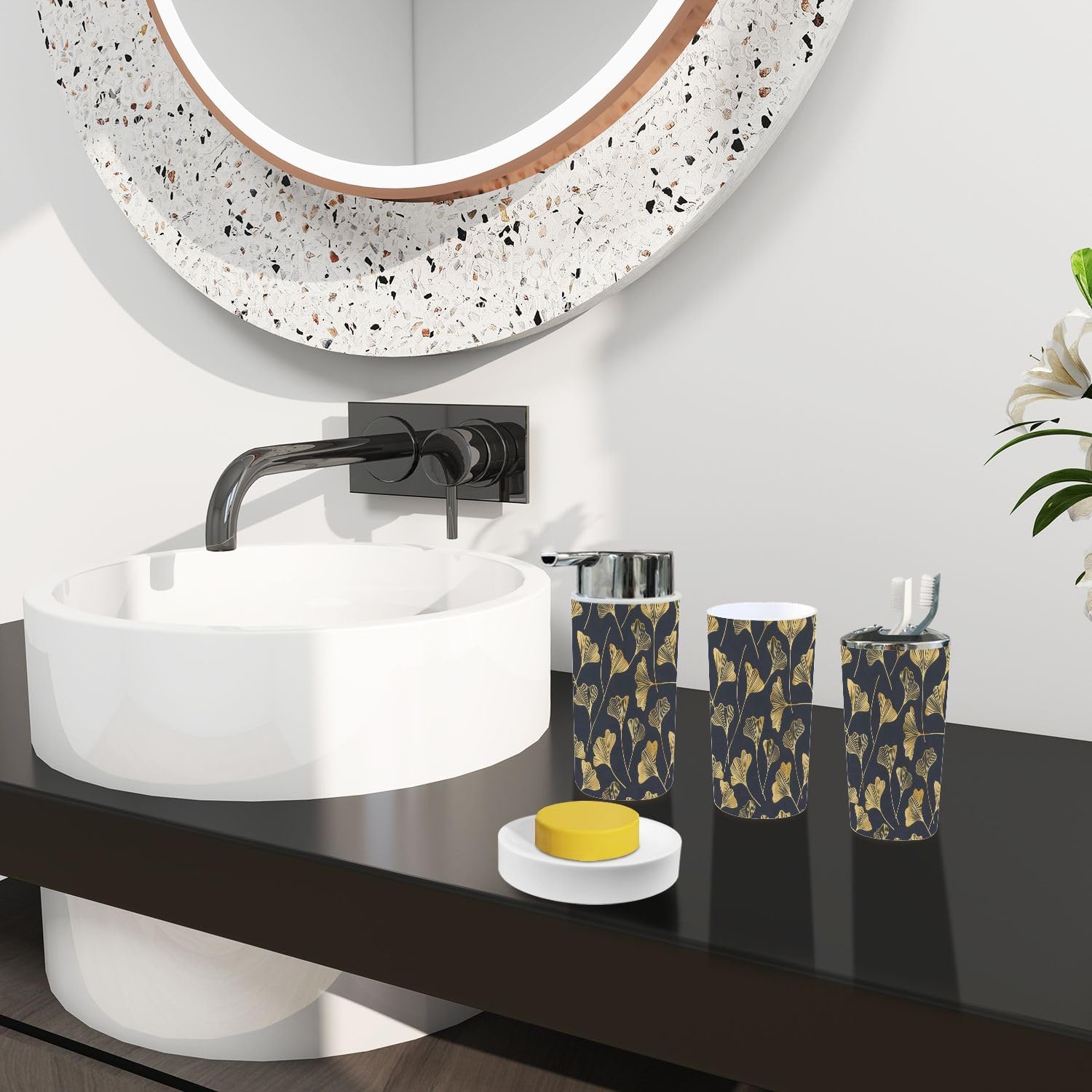 Boho Floral Bathroom Accessories Set 6 Piece