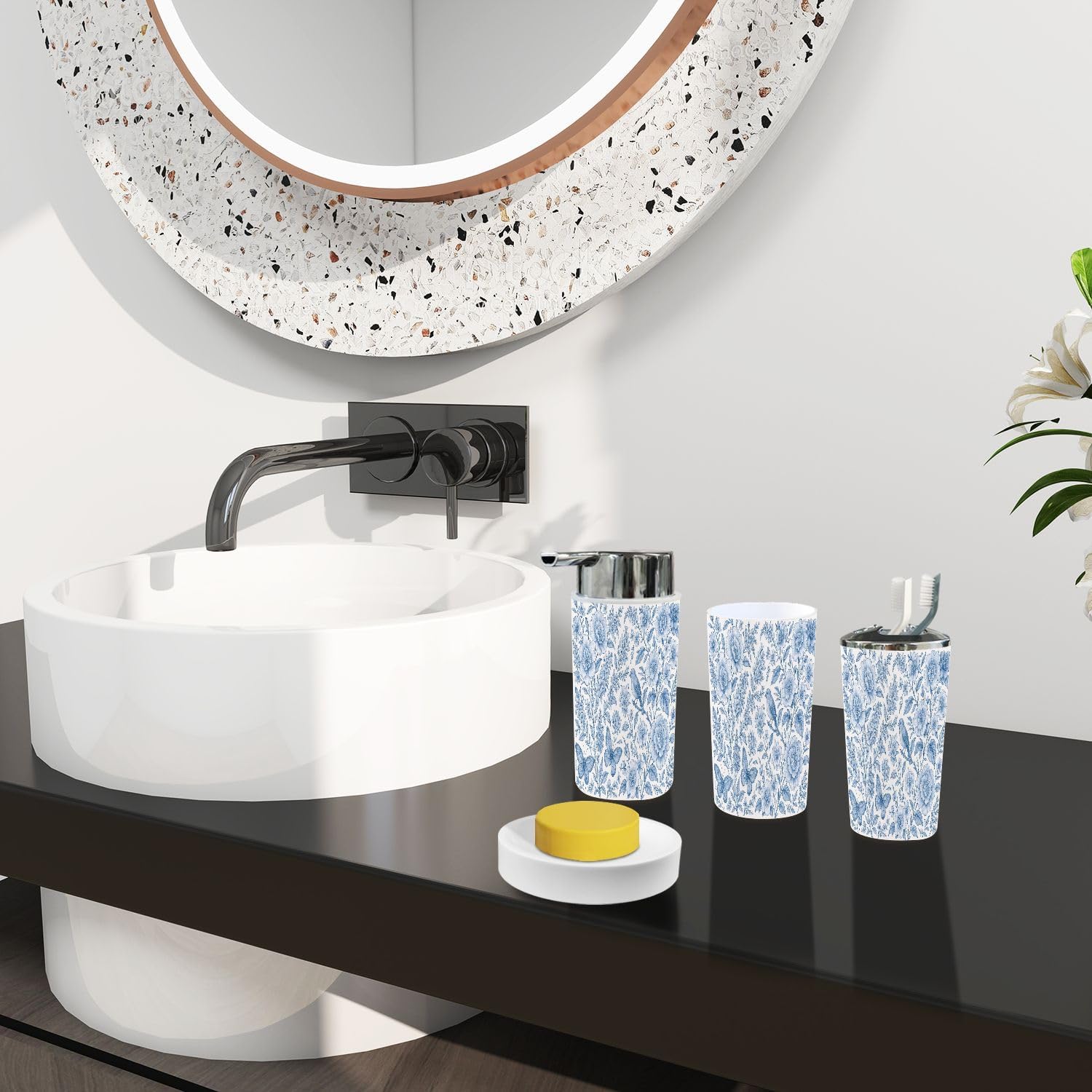 Boho Bloom Bathroom Accessory Set 6 Piece