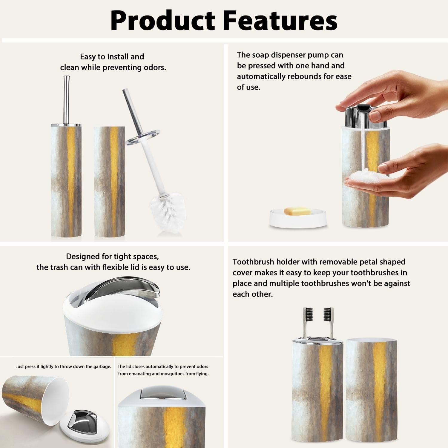 Boho Modern Bathroom Accessory Set 6 Piece