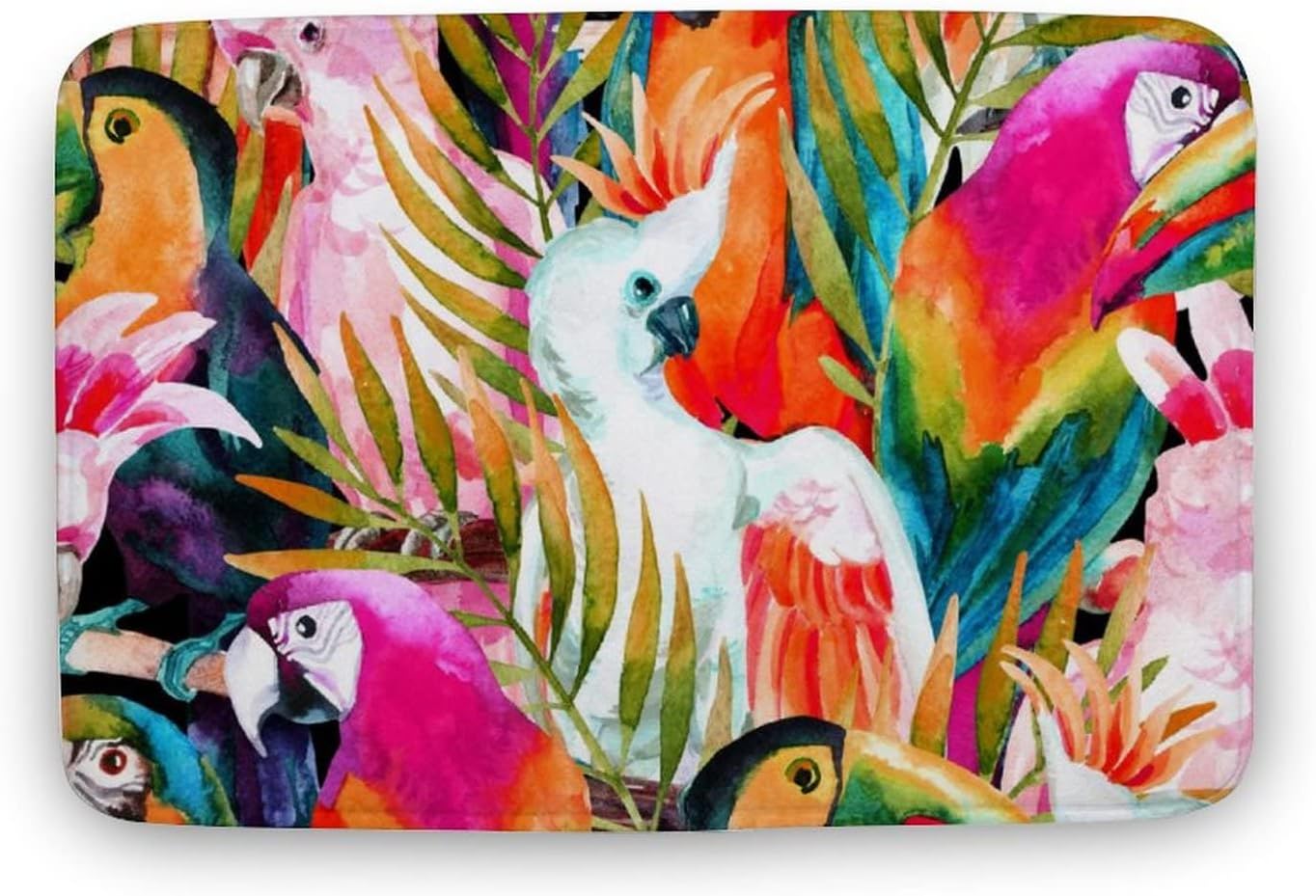 PJO Parrots and Palm Leaves Bath Mat 16x24 1