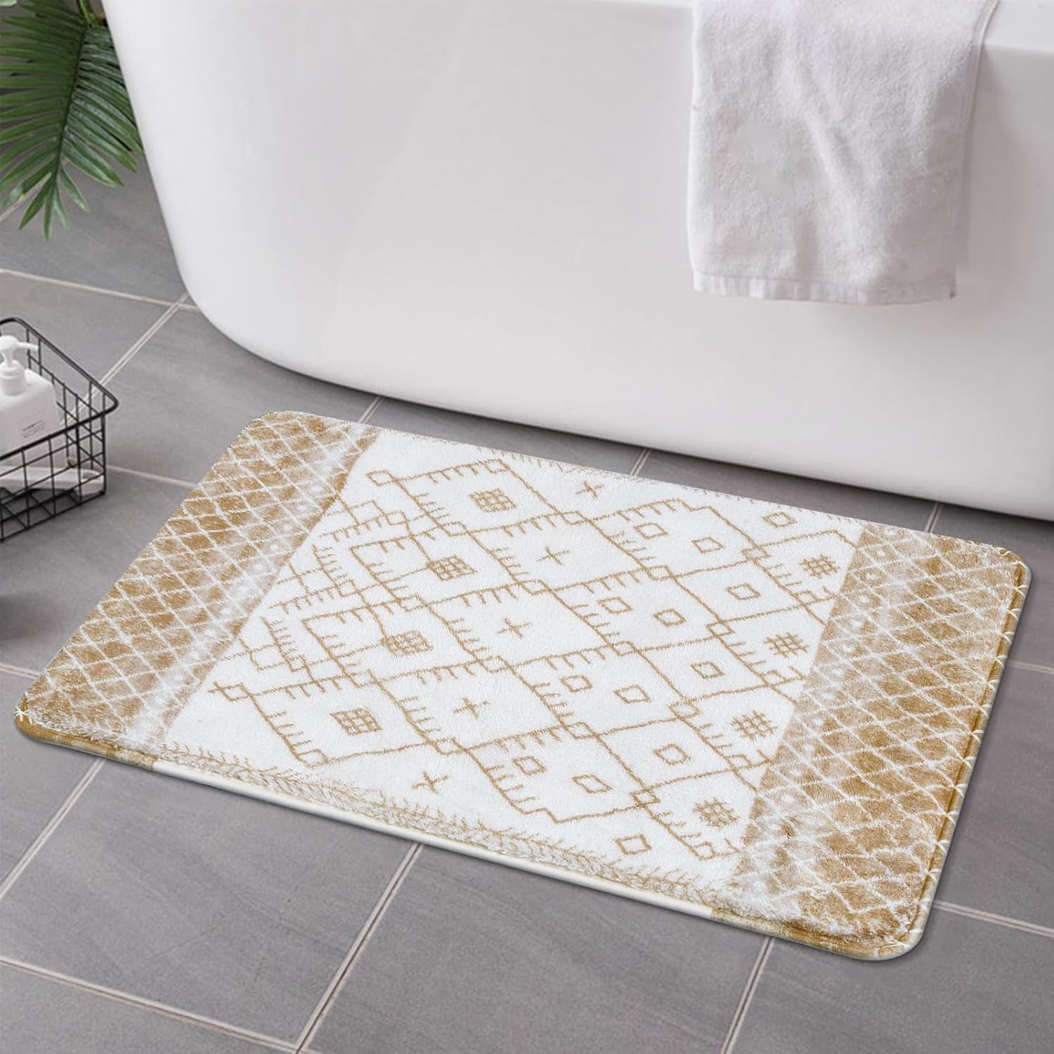 Uphome Non-Slip Velvet Bath Rug 18x26 inch