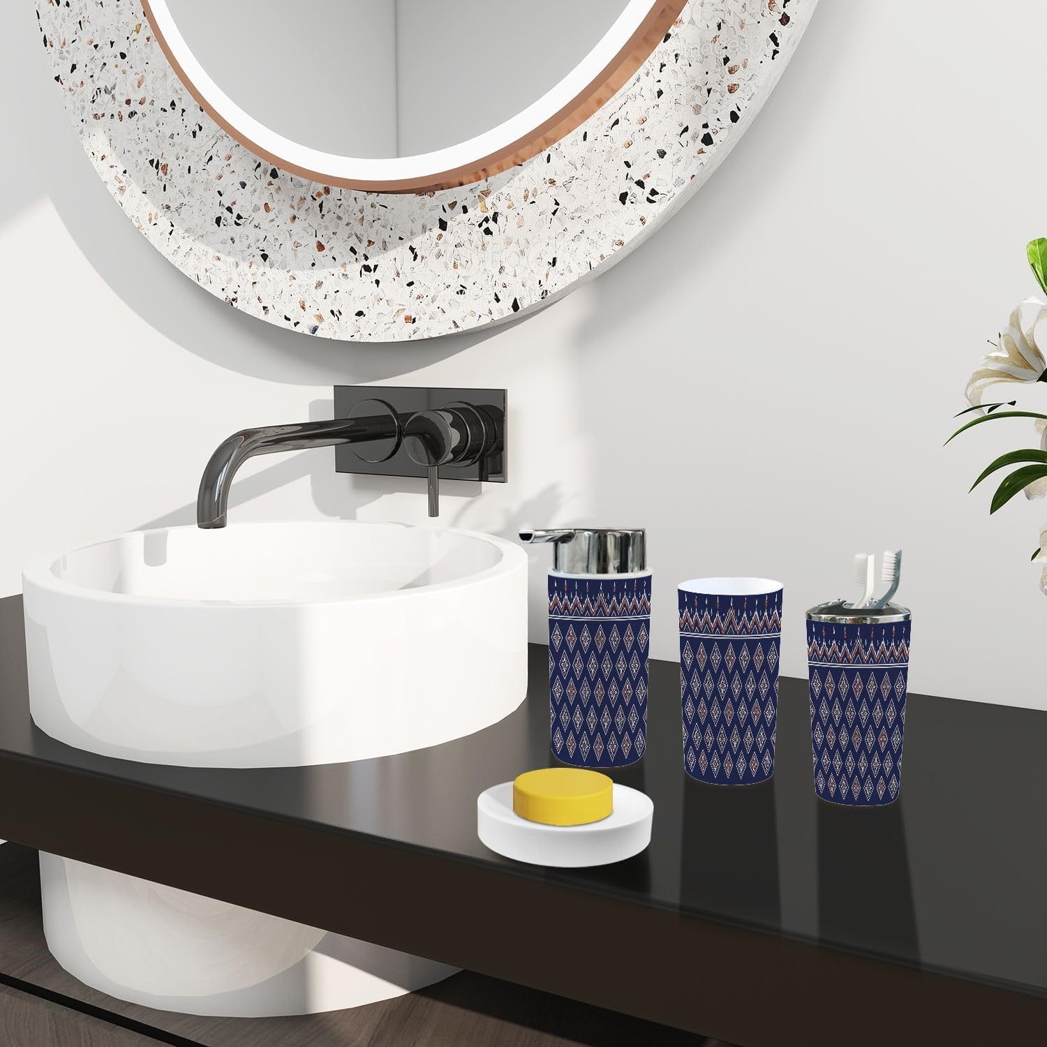 Boho Style 6-Piece Bathroom Accessory Set 1