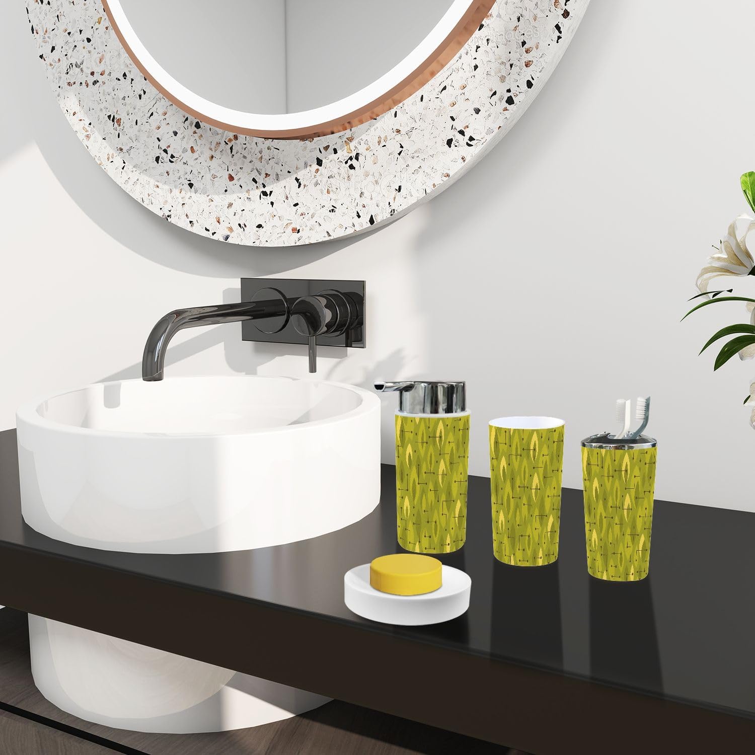 Boho Retro 6 Piece Bathroom Accessory Set 1