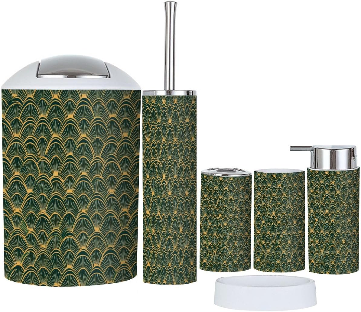 Boho Geometric Trash Can and Accessories Set 6 Piece