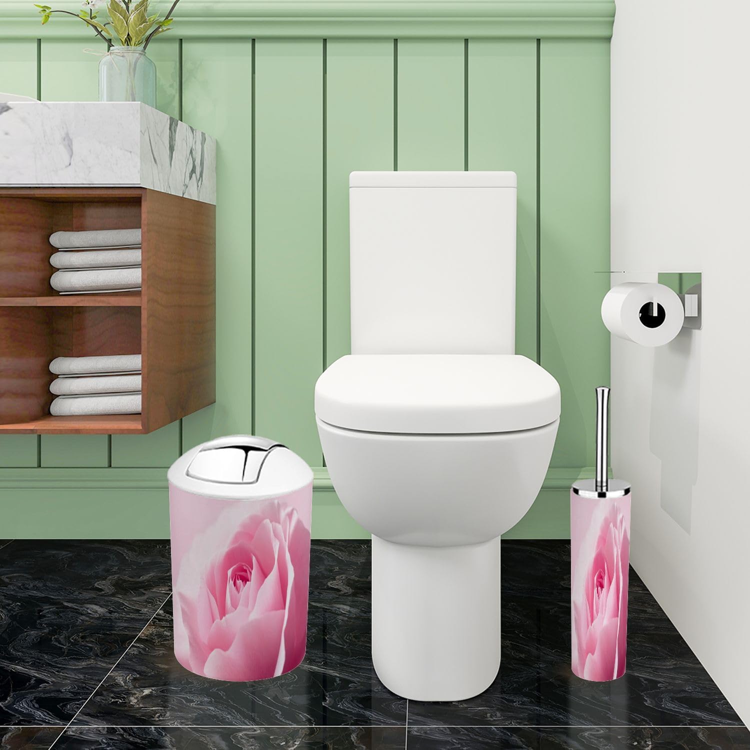 Boho Bathroom Accessory Set 6 Piece Light Pink