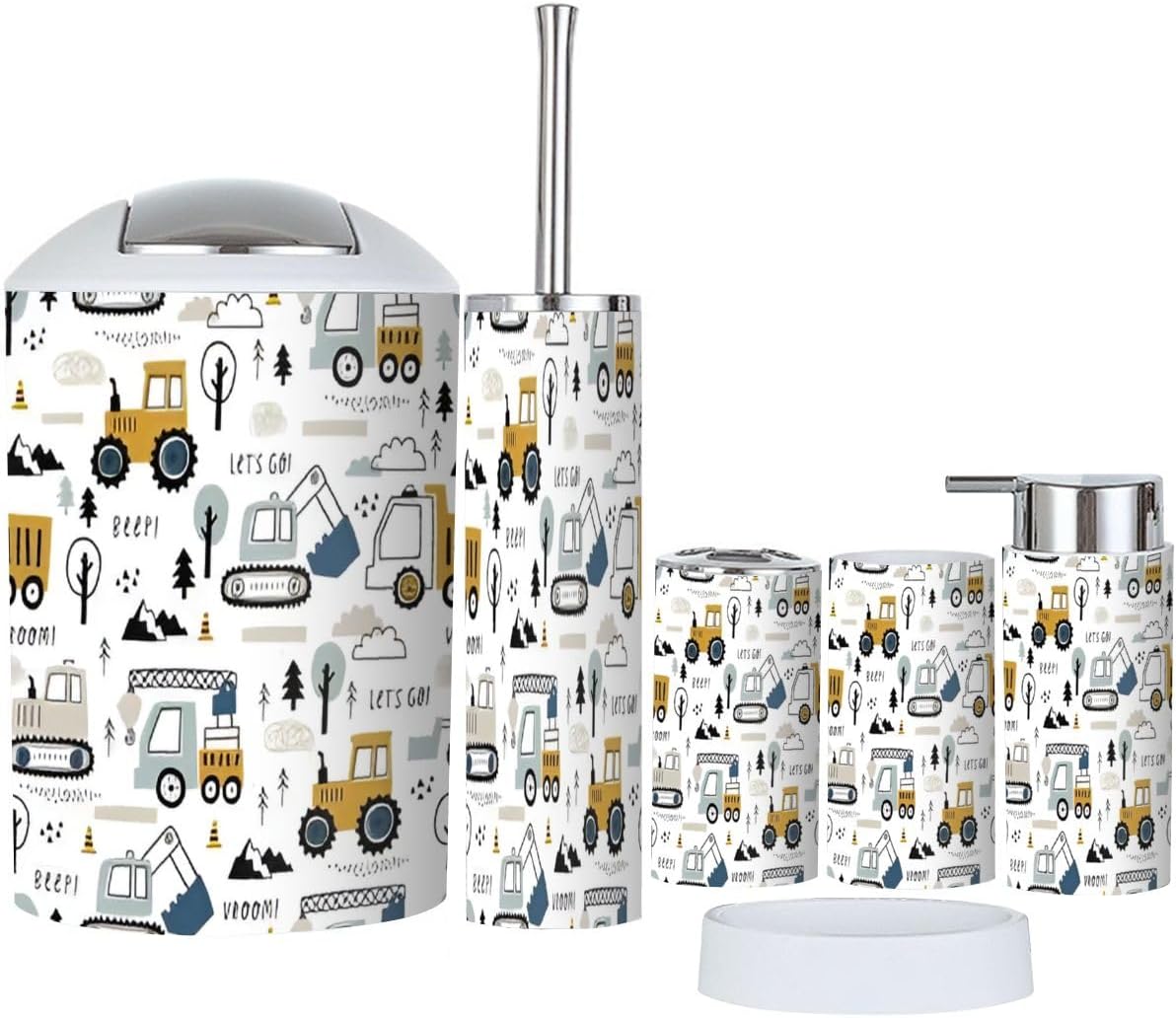 6 Piece Cute Cars Bathroom Accessory Set