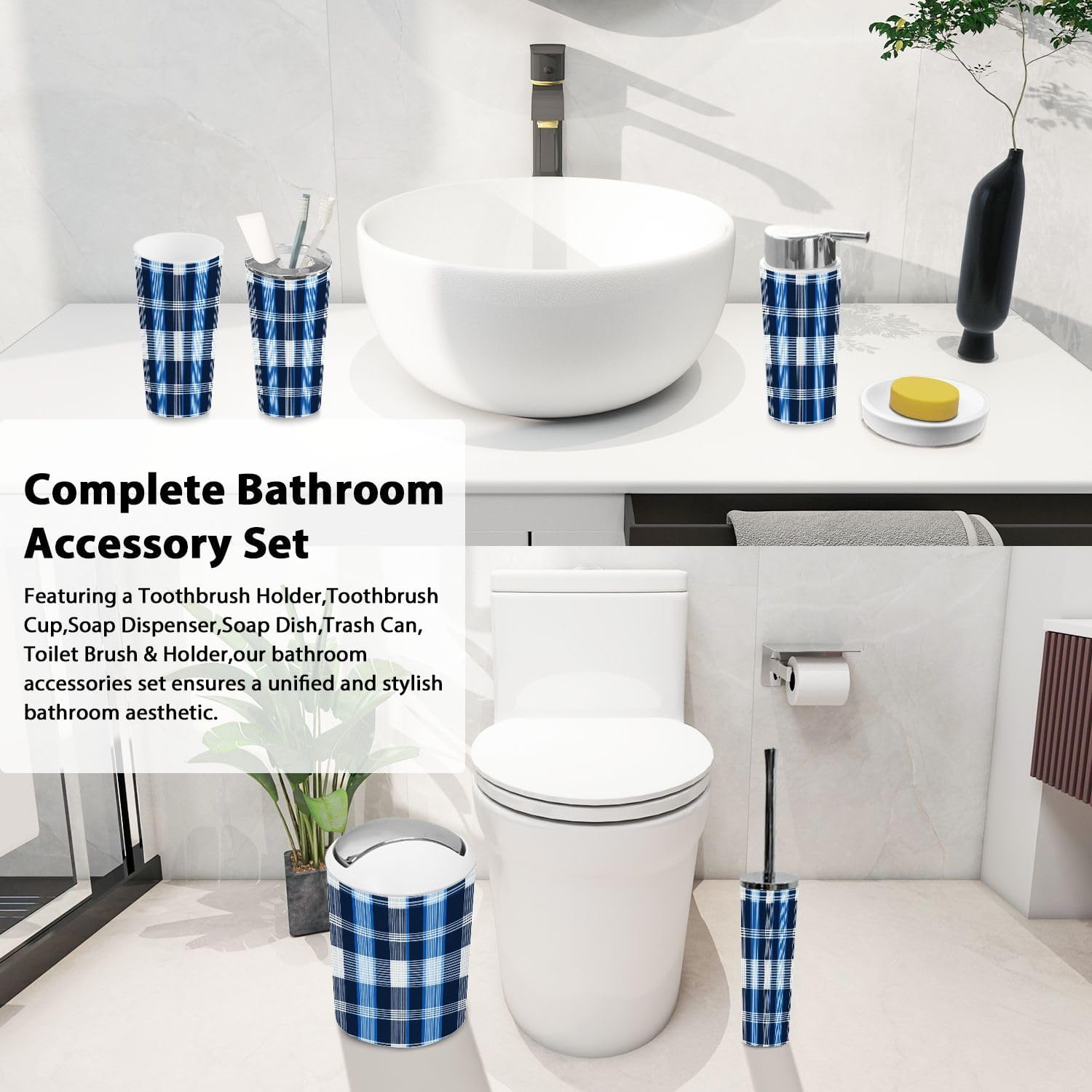 Boho Pattern Bathroom Accessory Set 6 Piece 1
