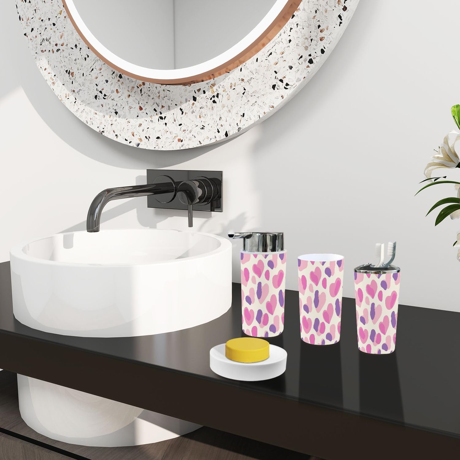 Boho Leopard Print 6 Piece Bathroom Accessory Set