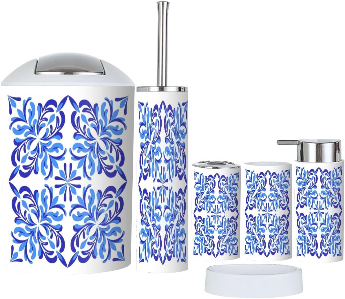 6 Piece Bathroom Accessory Set Durable Plastic