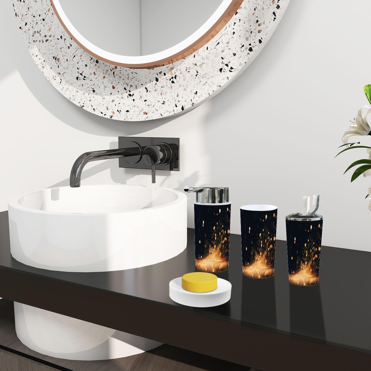 Boho Glitter Bathroom Accessory Set 6 Piece