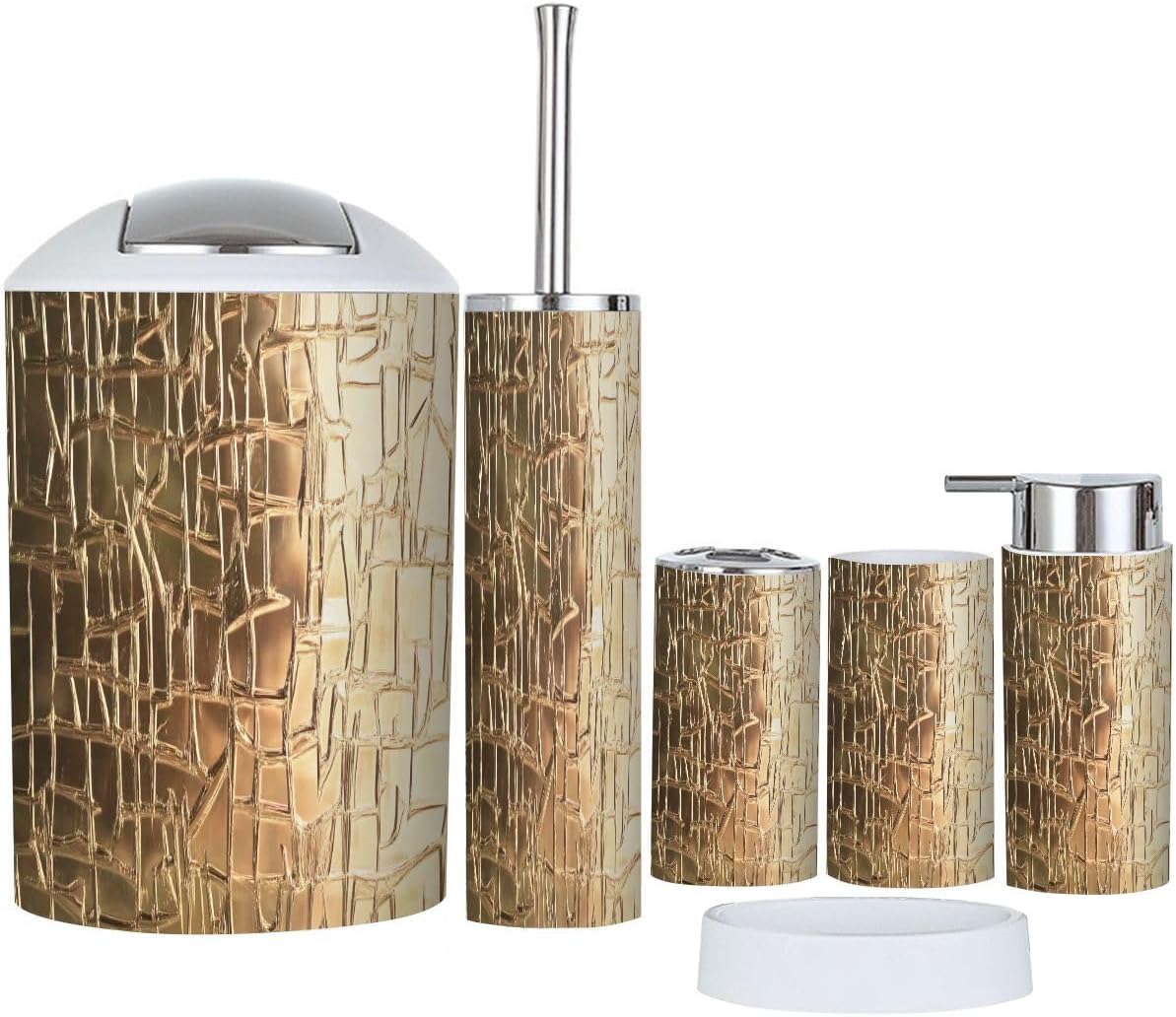 Boho Frosted Glass Bathroom Accessory Set 6 Piece