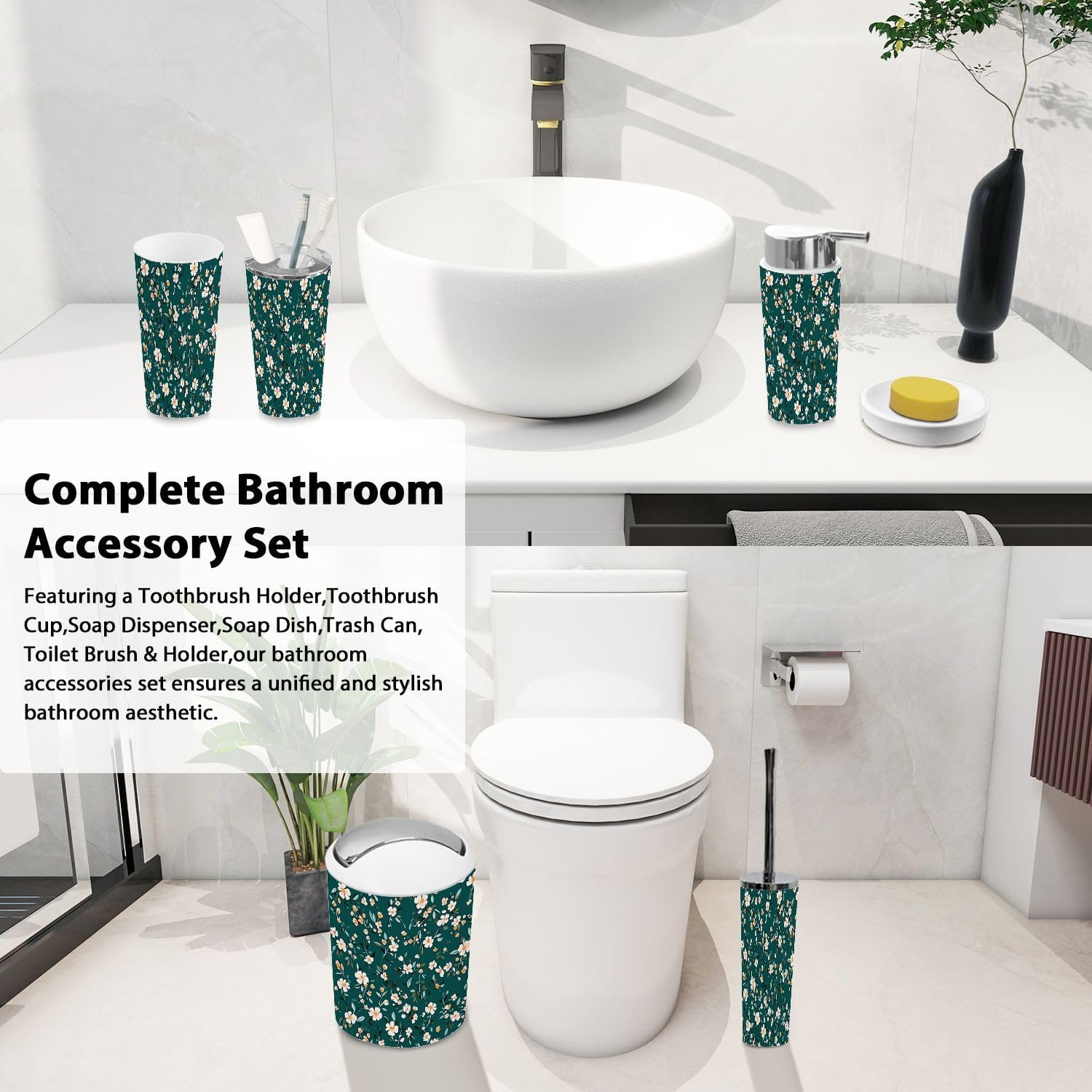 Boho Bathroom Accessories Set 6 Piece