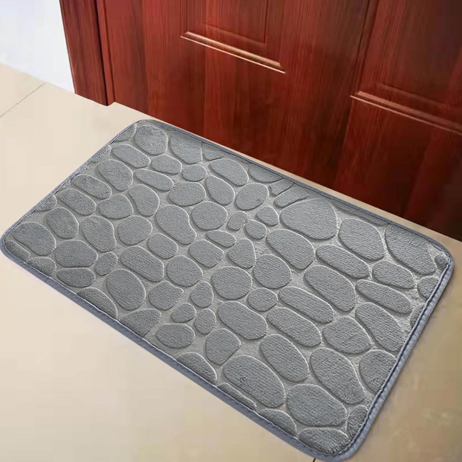 TOMURA 1pc Memory Foam Bath Rug Gray