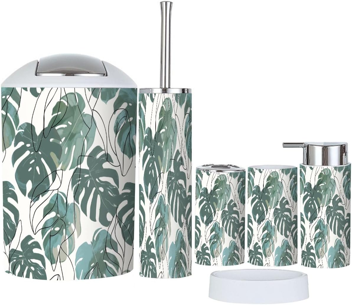 Boho Abstract Minimalist Bathroom Accessory Set of 6