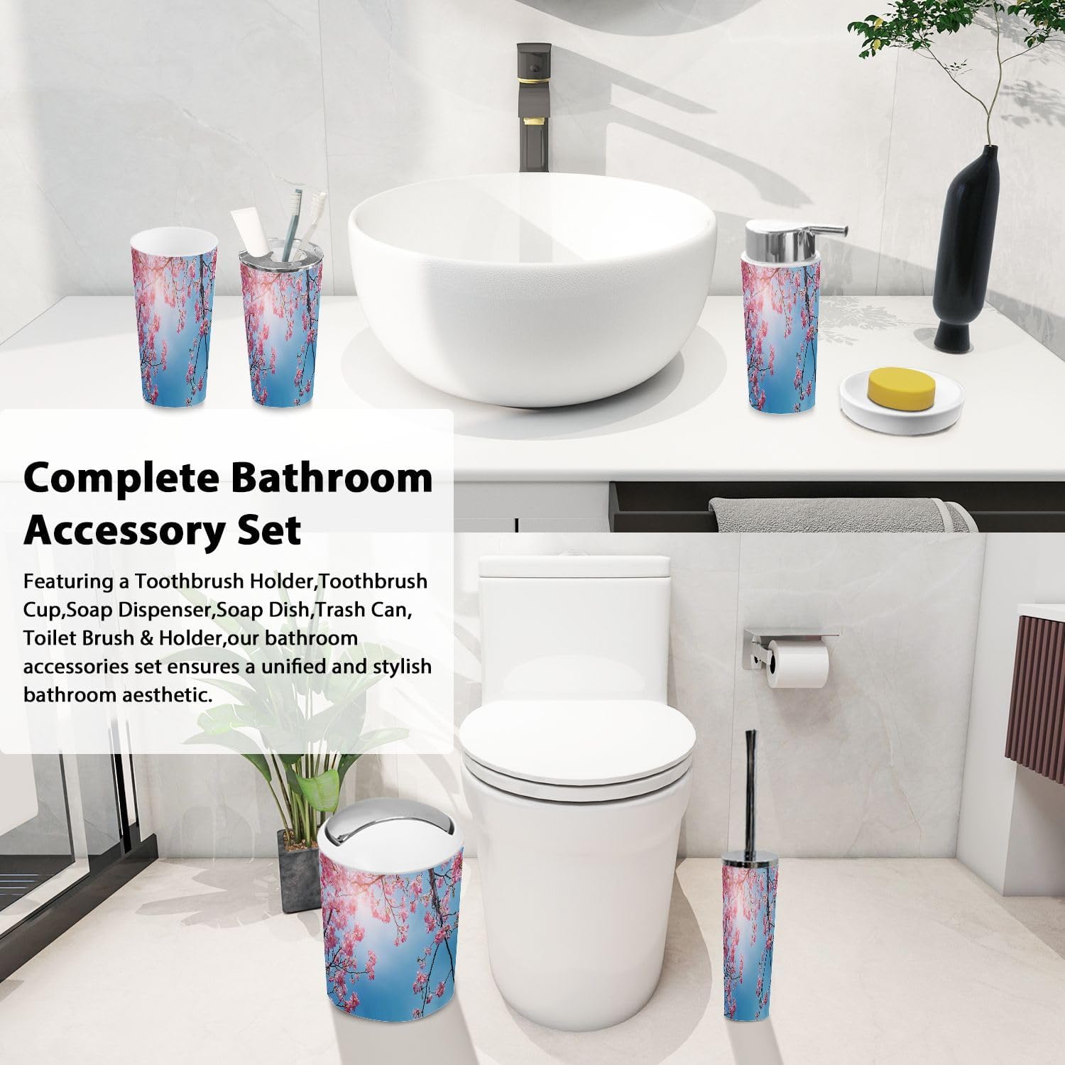 TRANQDEHOM 6-Piece Bathroom Accessory Set
