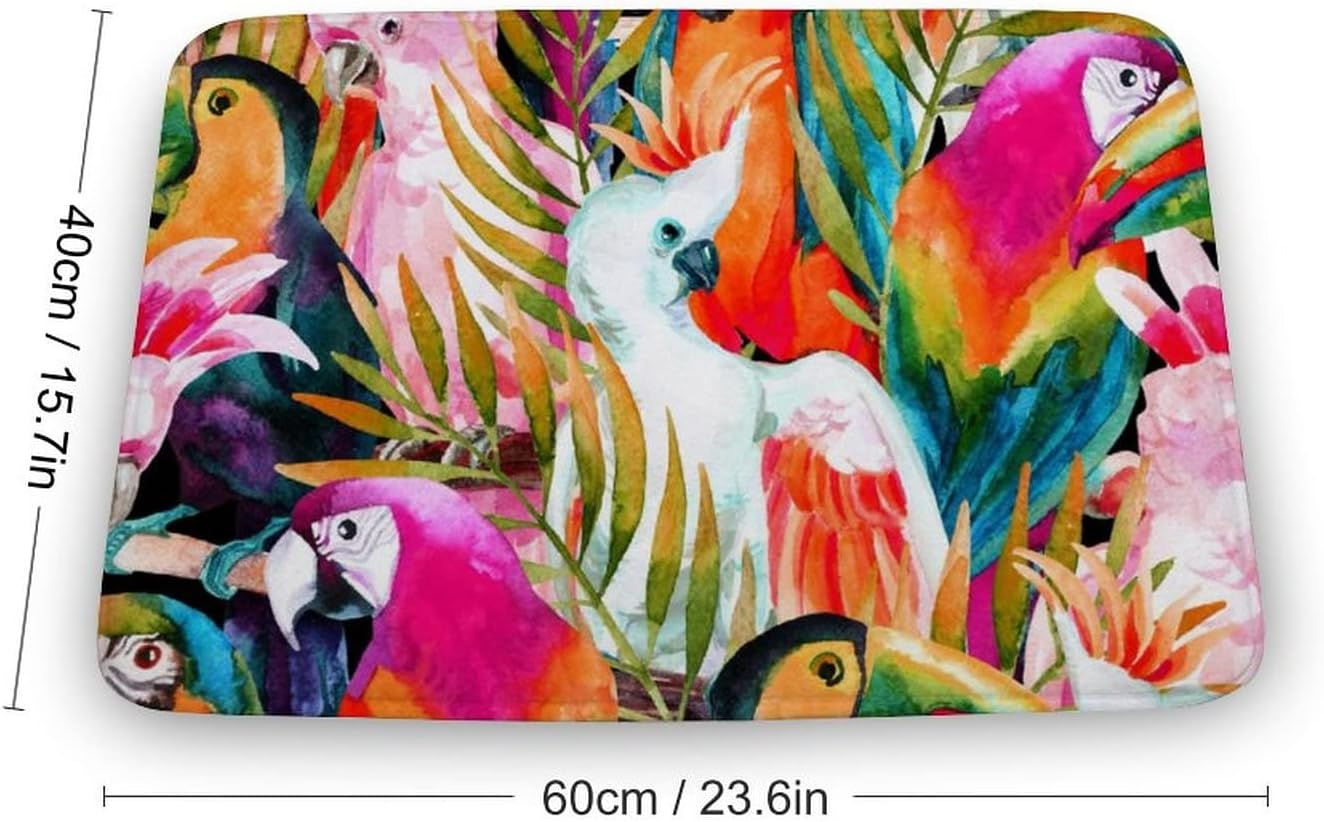 PJO Parrots and Palm Leaves Bath Mat 16x24 1