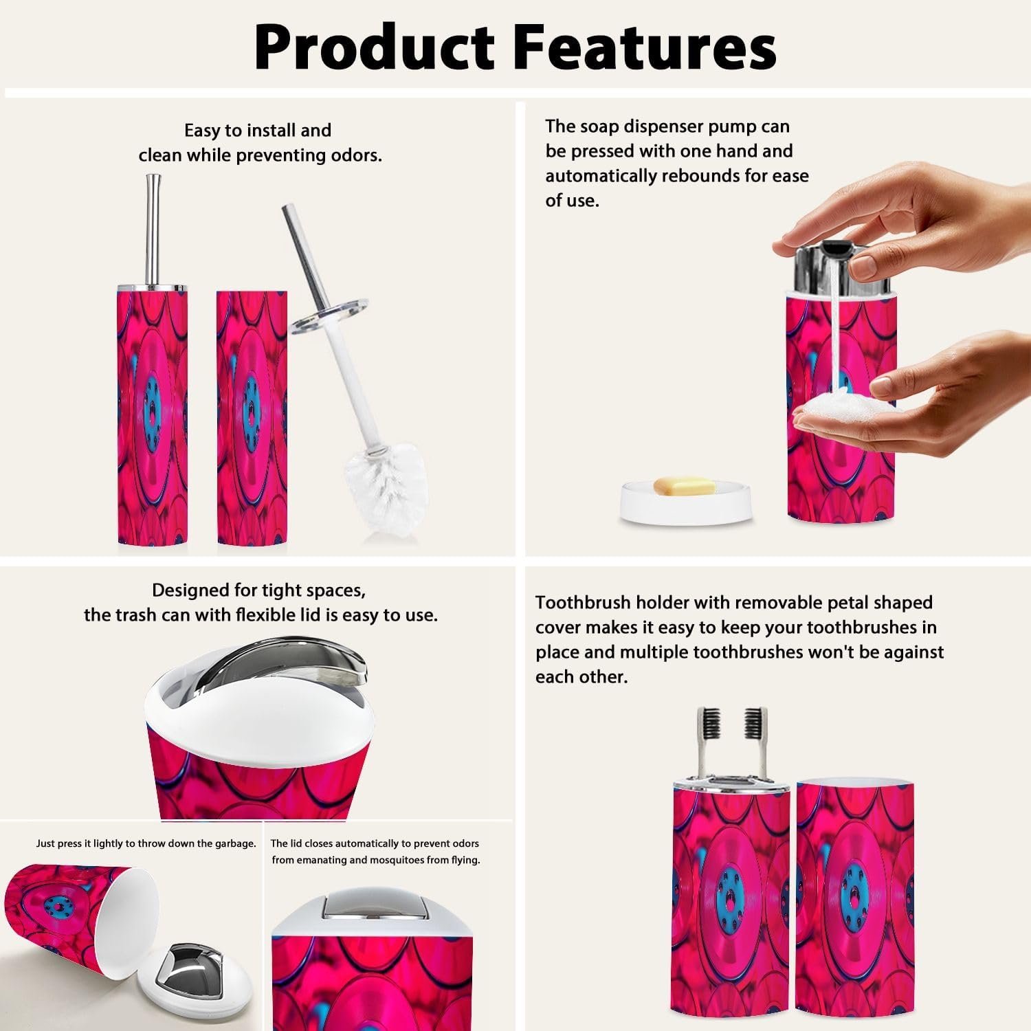 Boho 6 Piece Bathroom Accessory Set