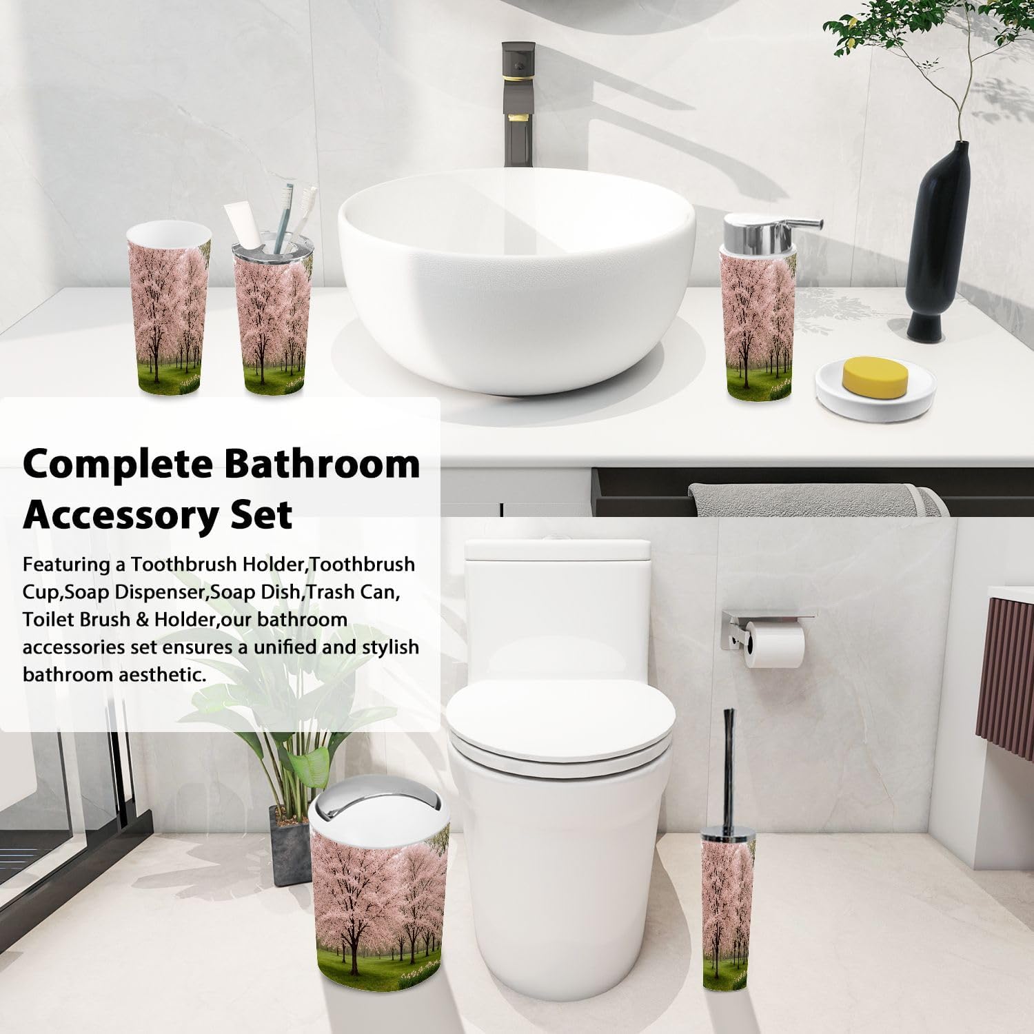 TRANQDEHOM 6-Piece Bathroom Accessory Set 1