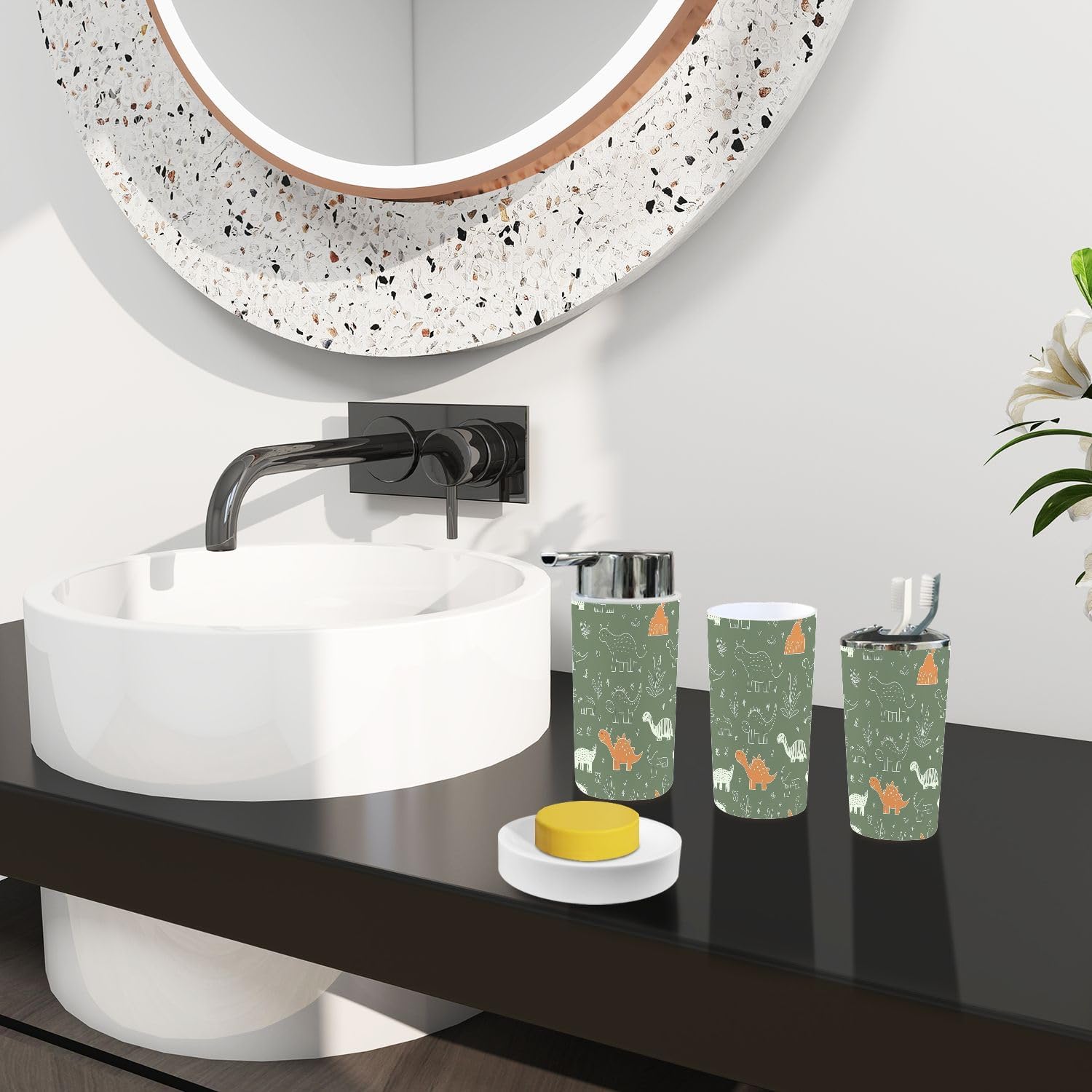 Boho Dino Bathroom Accessory Set 6 Piece