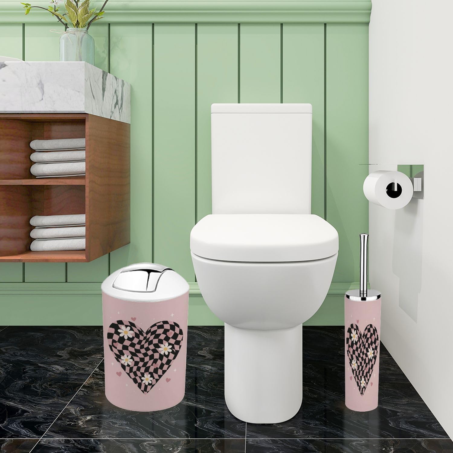 Boho Slogan Graphic Bathroom Accessory Set 6 Piece