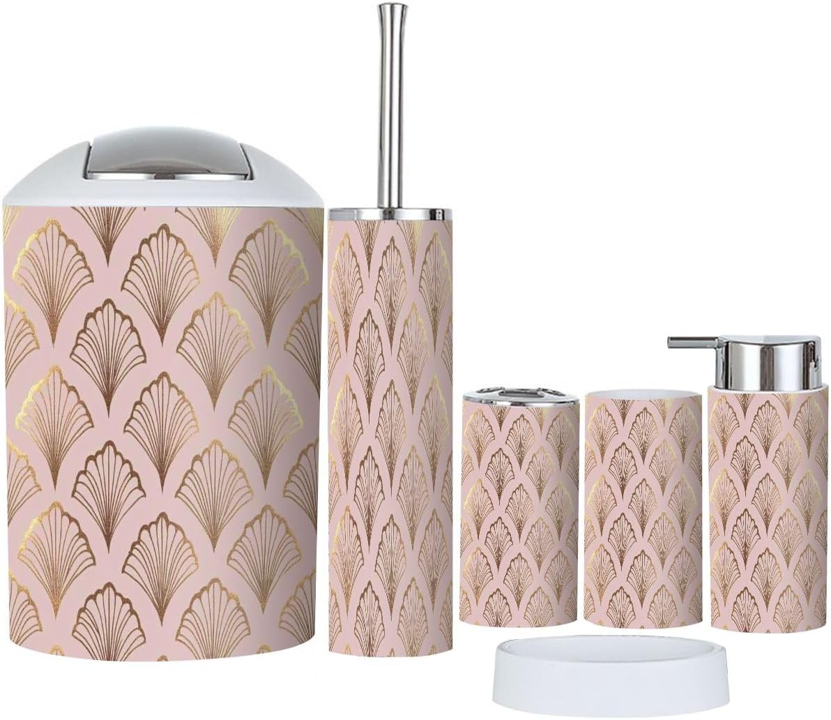 Boho Art Gold Decorative Bathroom 6 Piece Set