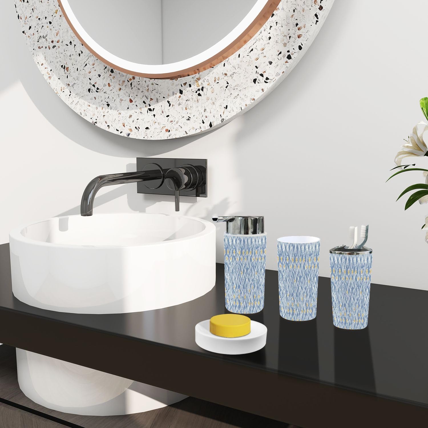 Boho Geometric Bathroom Accessory Set 6 Piece