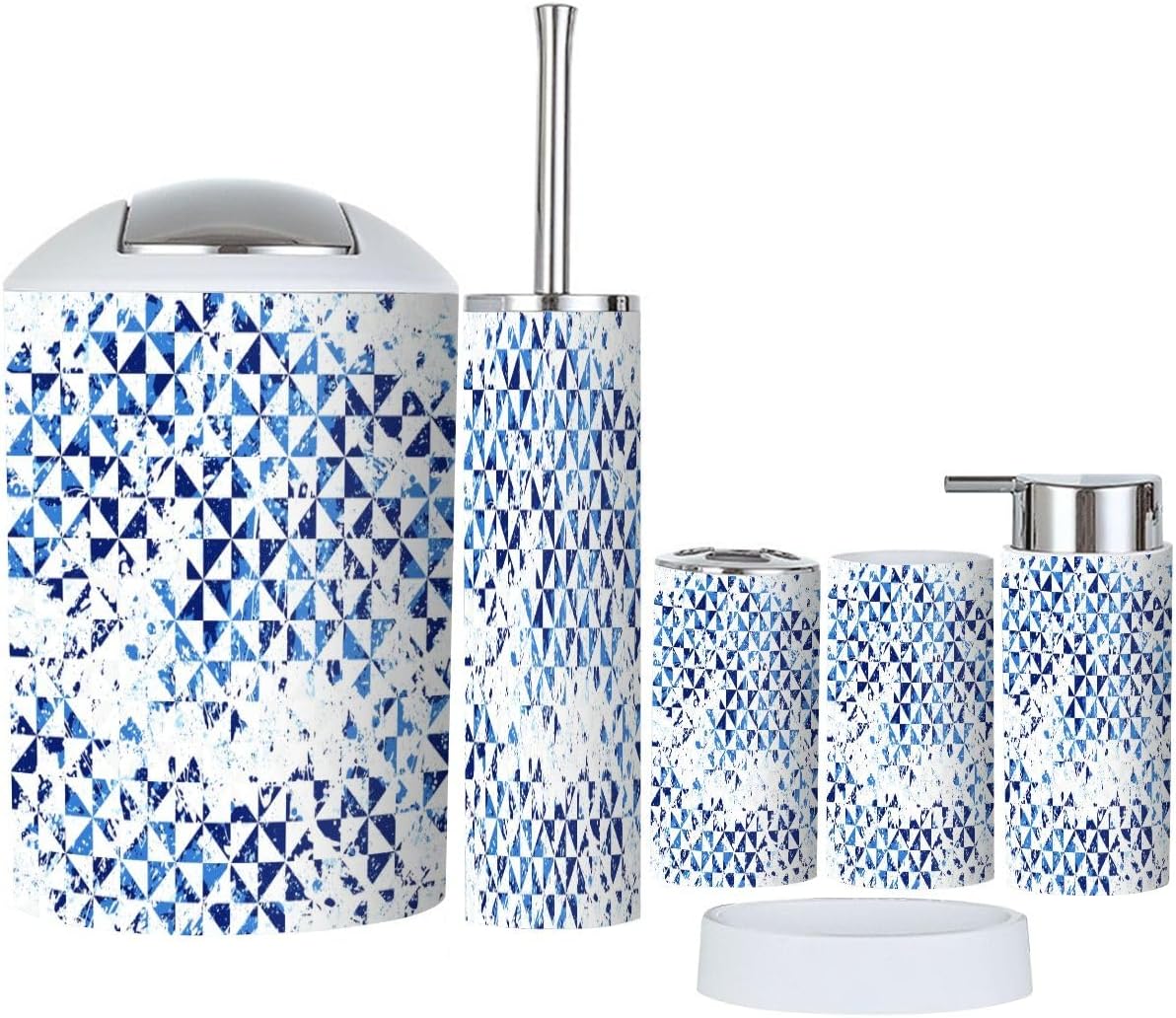 Geometric Mosaic Bathroom Accessory Set 6 Piece