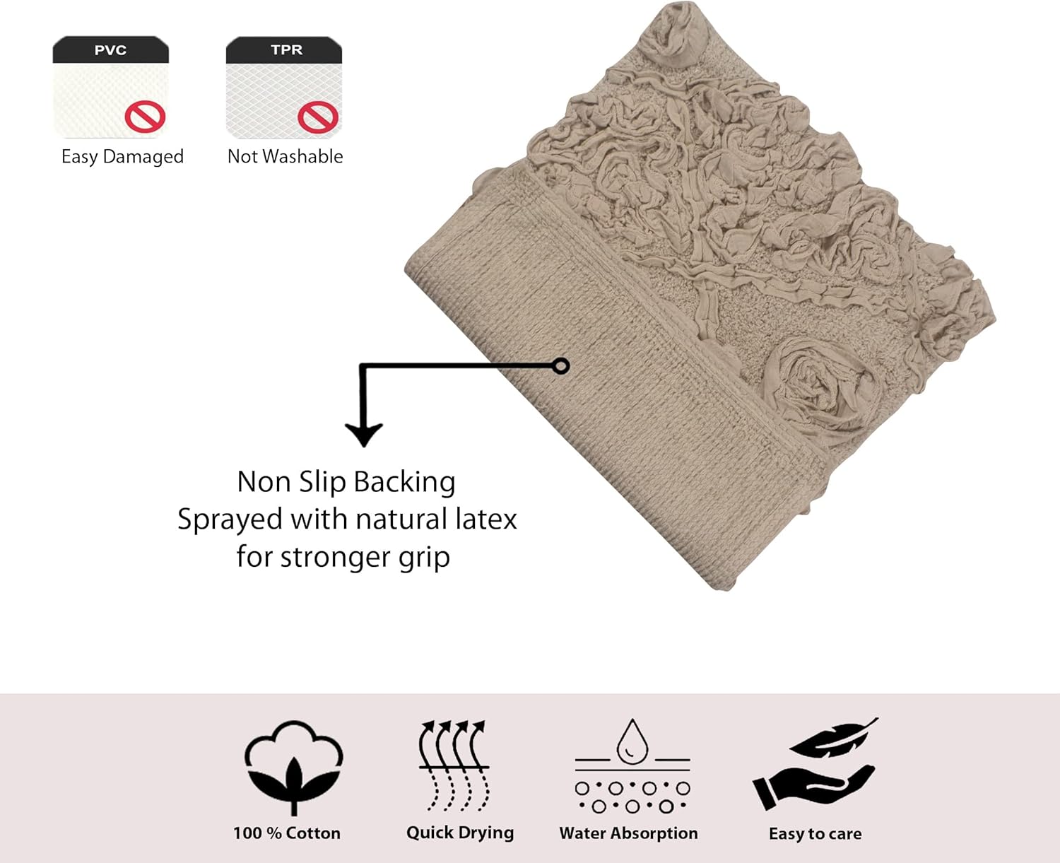 Home Weavers Modesto Bath Rug 25x25 Heart Linen