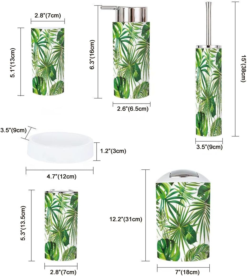 Boho Tropical Bathroom Accessory Set 6 Piece 1