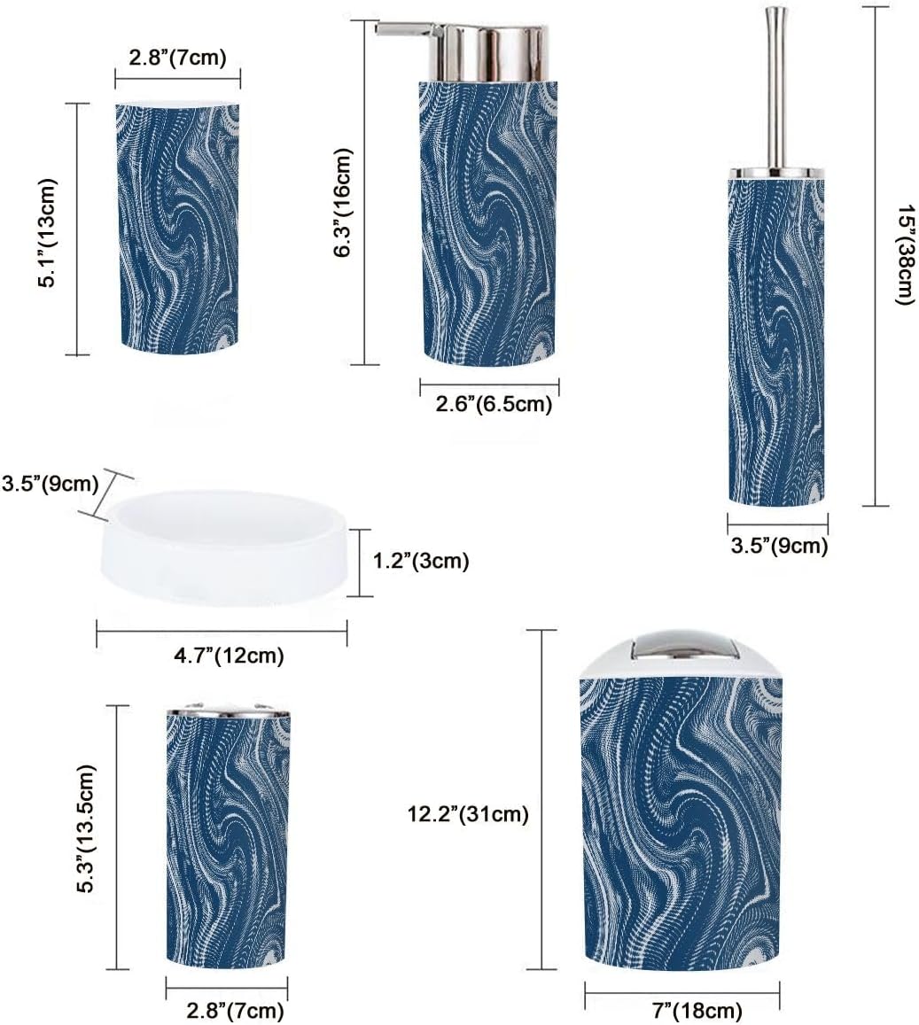 Navy Blue Bathroom Accessory Set 6 Piece
