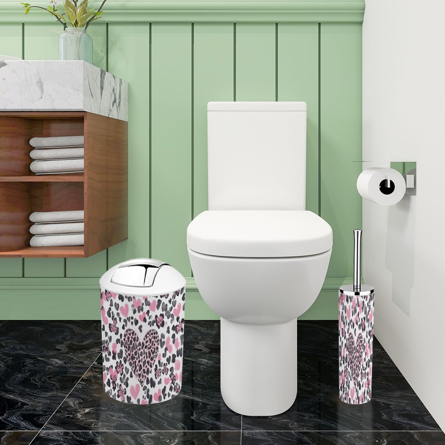 Boho Pink Bathroom Accessory Set of 6 Pieces