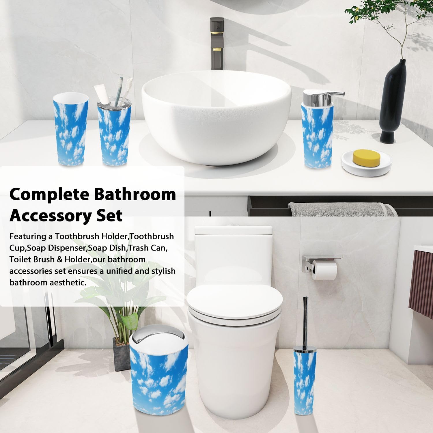 Boho Landscape Bathroom Accessory Set 6 Piece